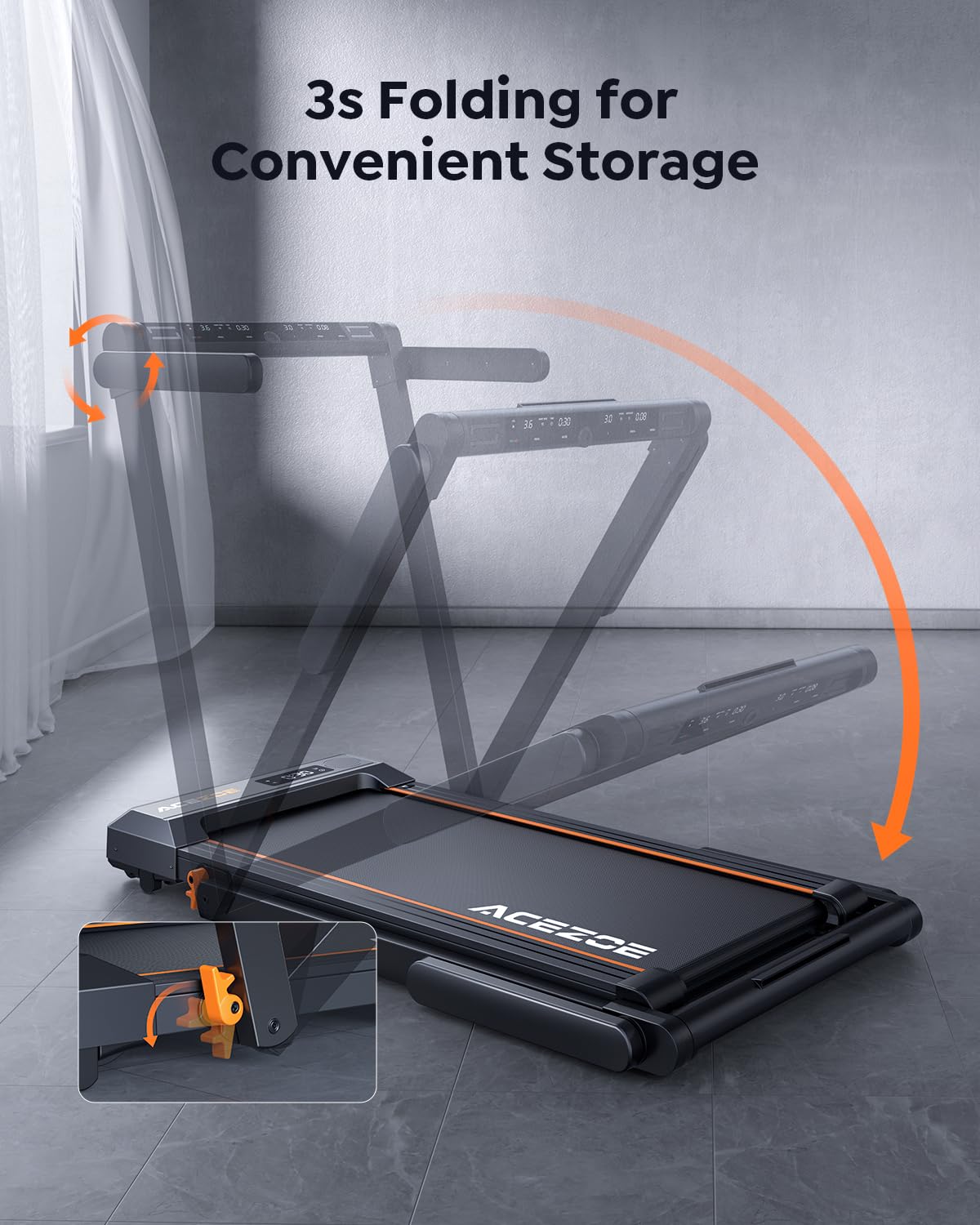 Acezoe 2 in 1 Folding Treadmills for Home Small Office, 2.5HP Walking Pad Treadmill with Handle Bar, 300lbs Capacity, Copmact Protable Treadmill with Smart APPs, 12 HIIT Modes and Touch Screen