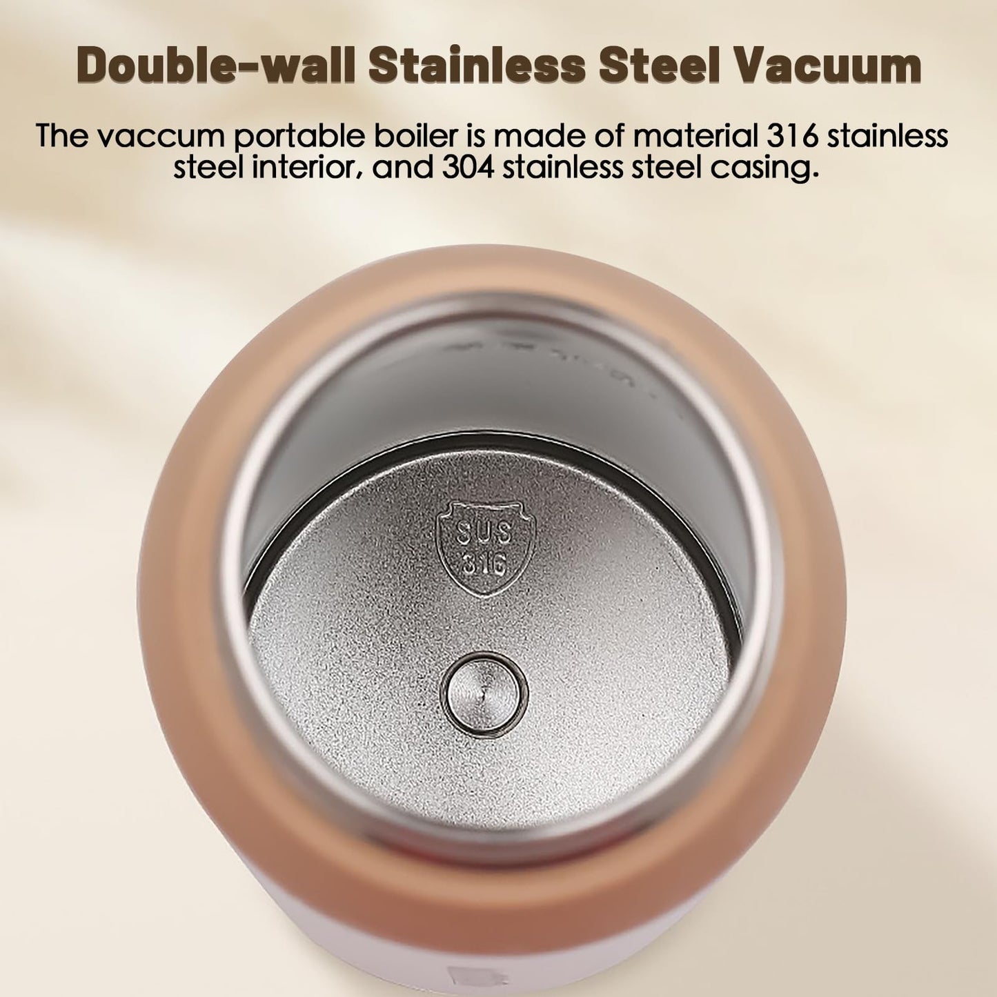 Travel Electric Kettle Portable Mini Kettle, 316 Stainless Steel 16.91Oz/500mL, Smart Small Hot Water Boiler with 4 Temperature,Fast Boiling water with Auto Shut-Off and Boil Dry Protection