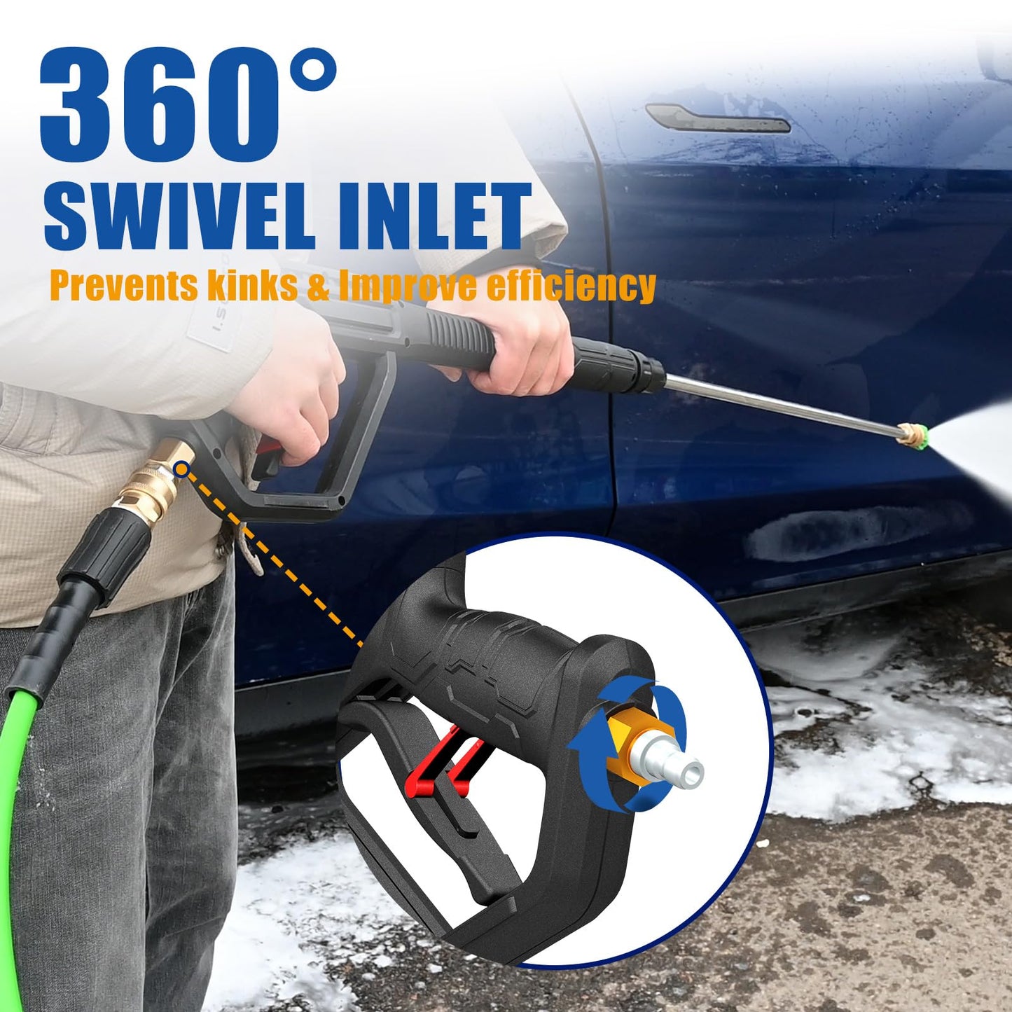 TOOLCY 3200 PSI Gas Pressure Washer, 2.6 GPM Gas Powered Power Washer Reinforced Pump & 209cc OHV Engine, 35FT Pressure Hose, Quick Connect Swivel Pressure Gun, 5 Nozzles for Homes (No Soap Tank)