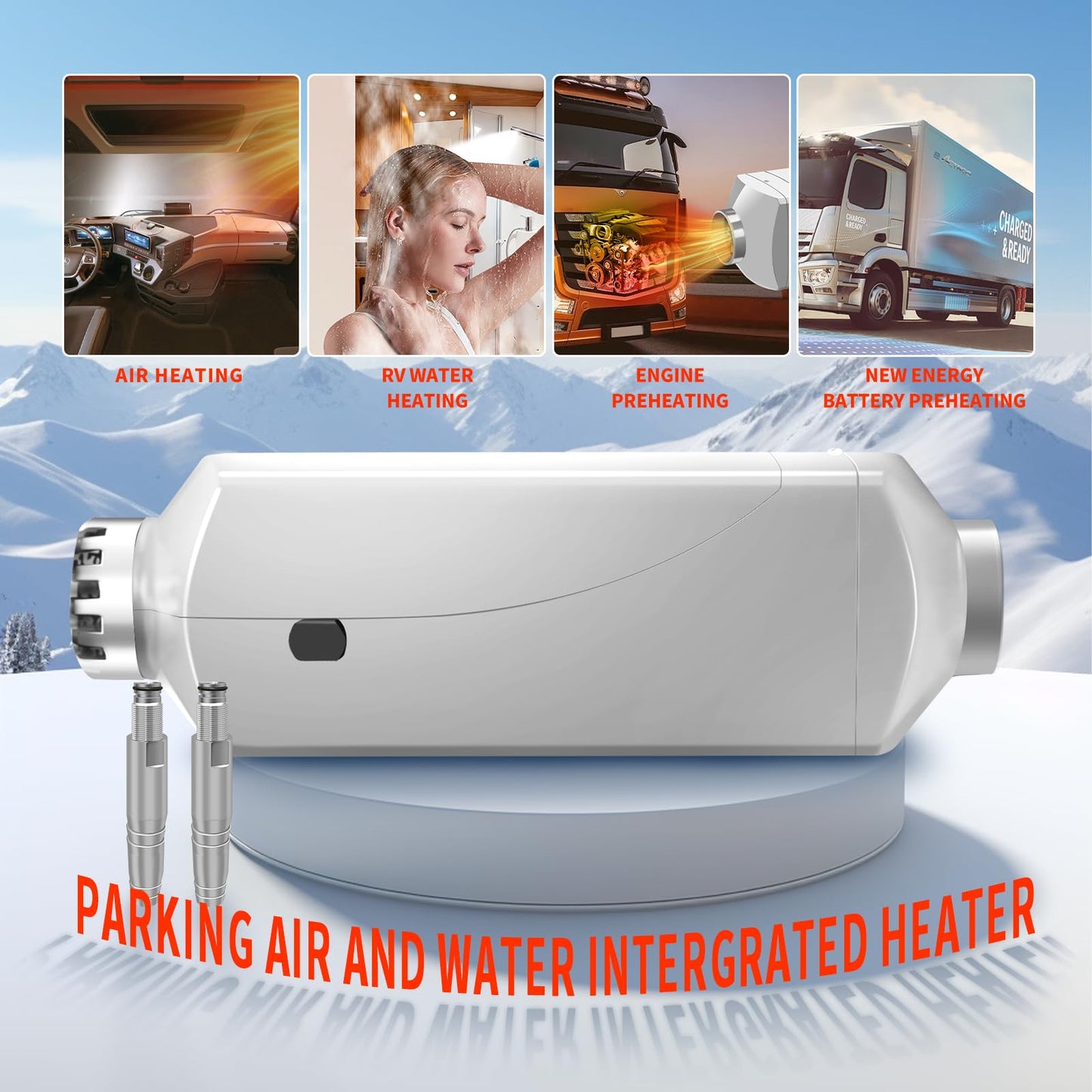 8kW Diesel Heater 24V All-in-One Water -Air Heater with LCD Display,Aviation Plug,Auto Temp Control,for RV Water Tank Heating, Diesel Parking Heater for RVs, Trucks, Ships