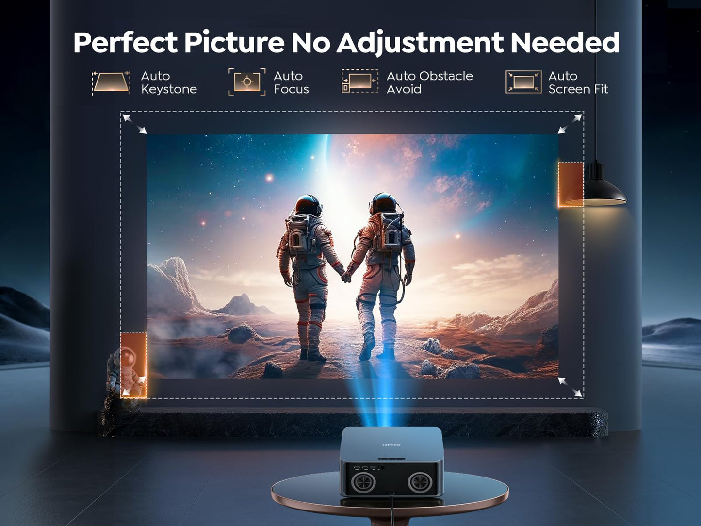 [1500 ANSI/36W Dolby Audio/APPs]Smart-Projector-4K with WiFi6 and 2Way Bluetooth, AI Auto Focus Projector with Native 1080P, HDR10, TOPTRO X9 Outdoor Movie Proyector Compatible with Phone/TV Stick/PC