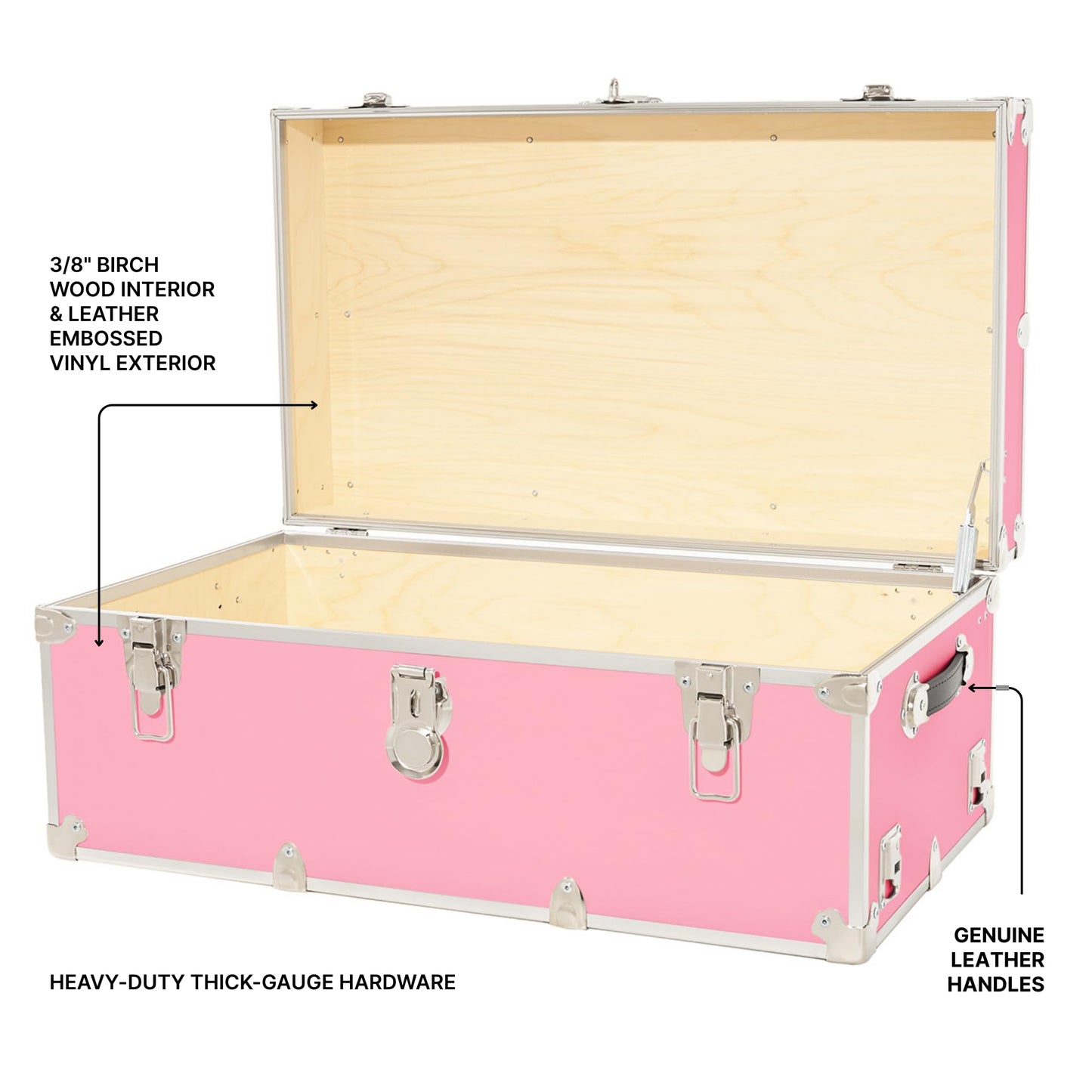 Rhino Trunk & Case Classic XL Trunk - 34"x20"x15", 1500+ lbs Capacity - Many Colors, Soft-Close Lid. Strong, USA Made Summer Camp Footlocker and Secure College Dorm Storage Chest