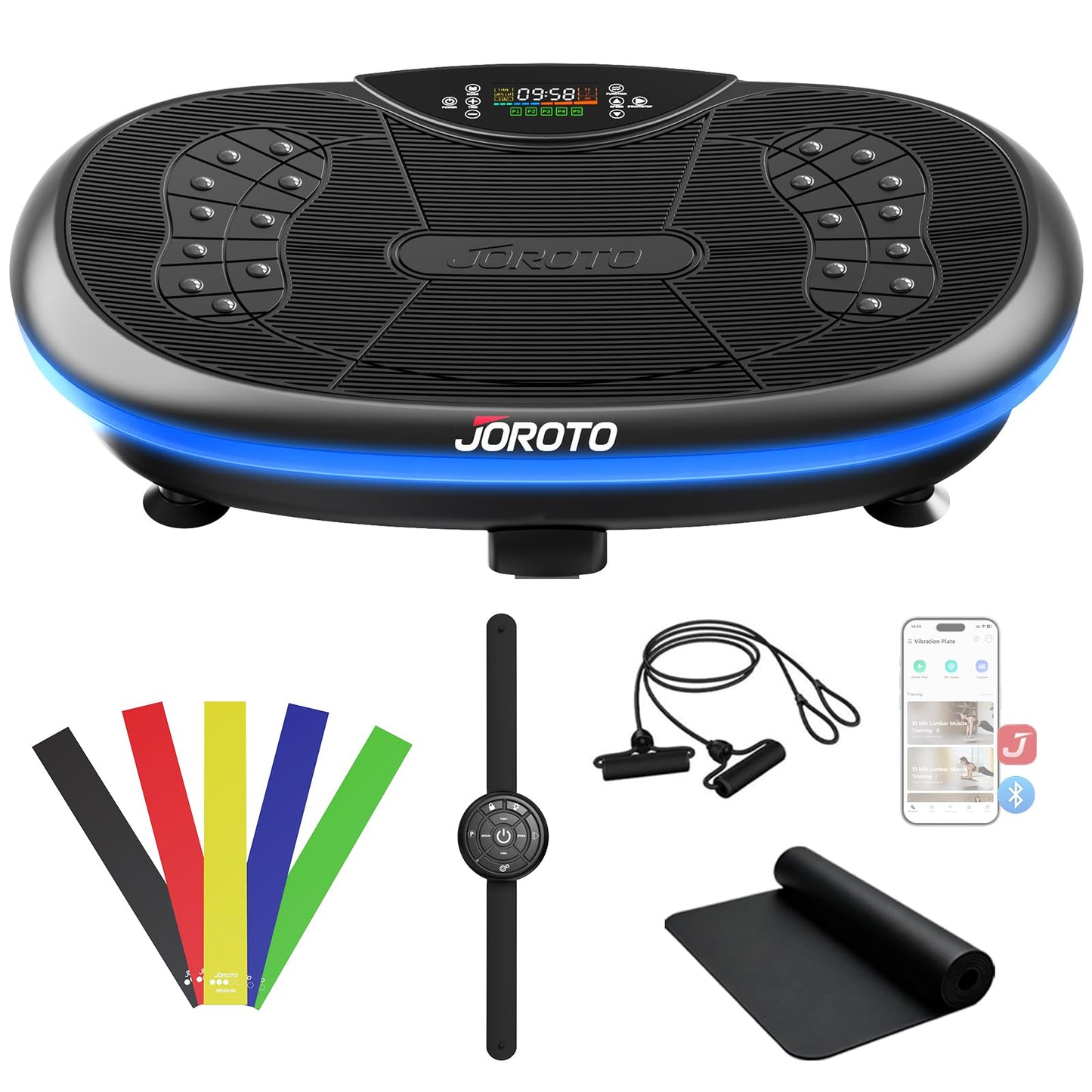 JOROTO 4D Vibration Plate Exercise Machine, 3-Motor App-Controlled High-Intensity Adjustable Speed Vibration Plate for Weight Loss & Lymphatic Drainage, Whole Body Shaker Workout Equipment for Women