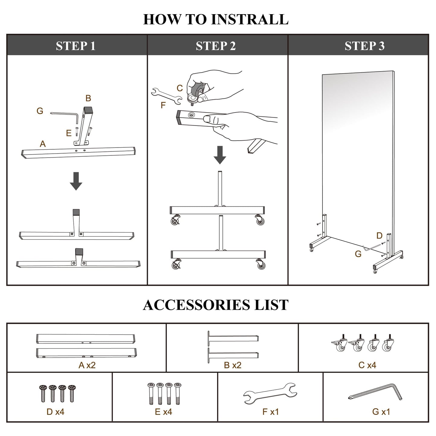 HDmuxel Full Length Mirror with Wheels, 79" x 44", White, Nano Film Surface Without Glass, shatterproof, Safe, Lightweight, only 16lbs Easy to Move and Install, for Home Gym, Dance & Yoga Studios.