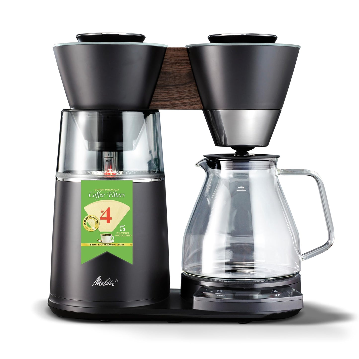 Melitta Vision 12-Cup Drip Coffee Maker, Automatic and Programmable, 96oz Capacity with 5-Pack Coffee Filters | Black