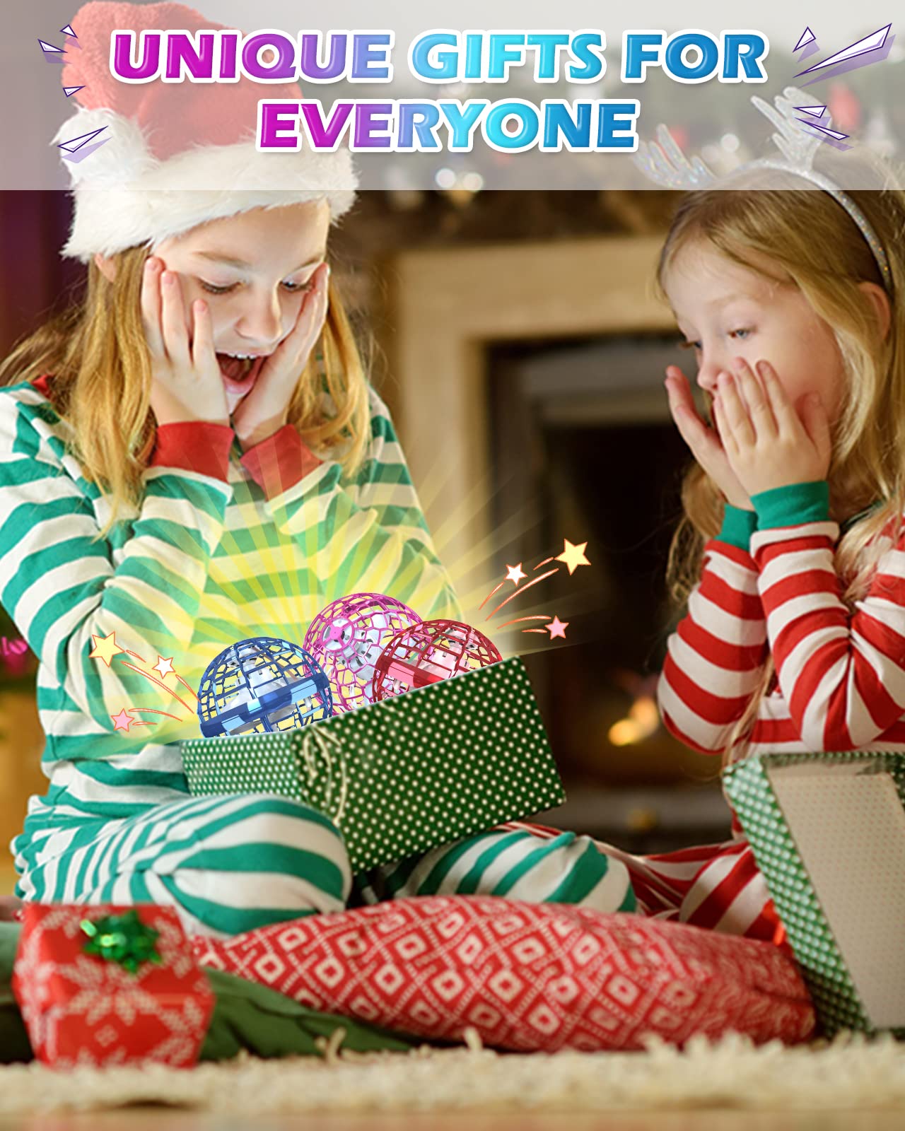 Magic Flying Orb Ball with Lights,UFO Hand Operated Mini Drone for Kids,Galactic Fidget Spinner Boomerang Hover Balls,Indoor Outdoor Toys,Cool Birthday Gifts for 6 7 8 9 10+ Year Old Boy Girl Teens