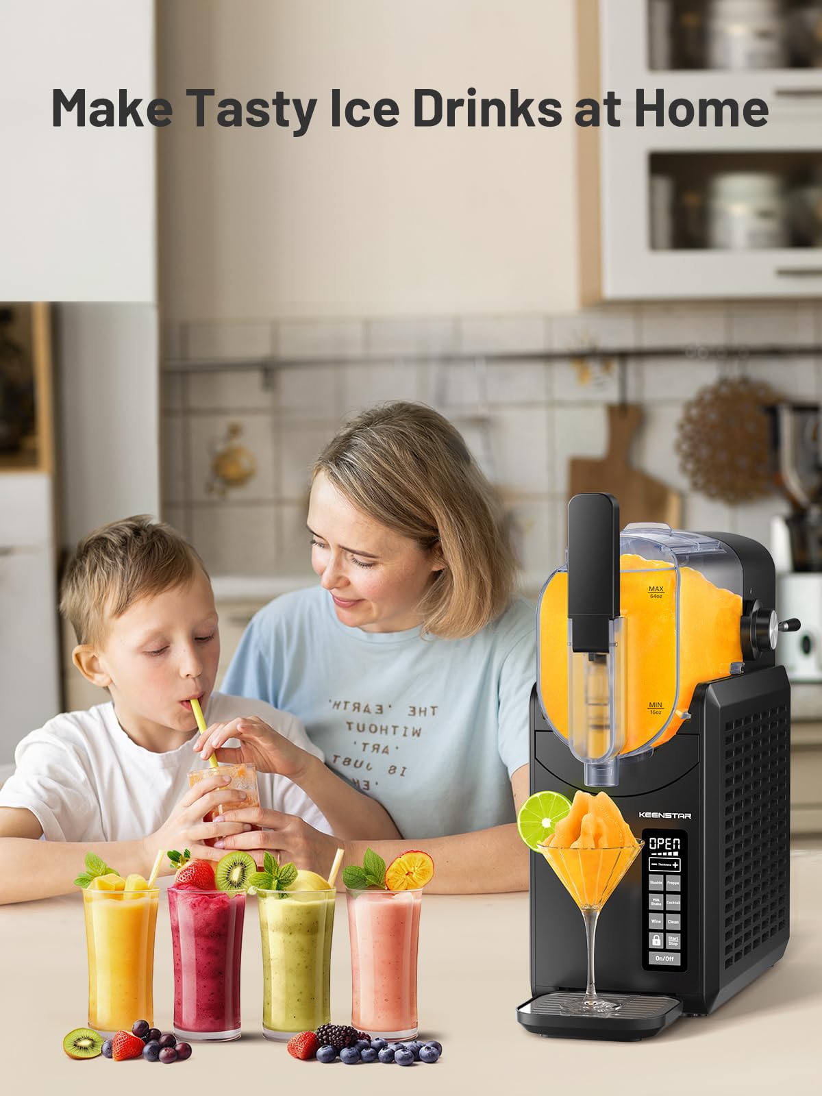 KEENSTAR 88oz Slushie Machine, Slushy Machine for Home with 5 Preset Programs, No Ice Needed, Frozen Drink Maker with Self-Cleaning for Frozen Margaritas, Frappés, Milkshake & More