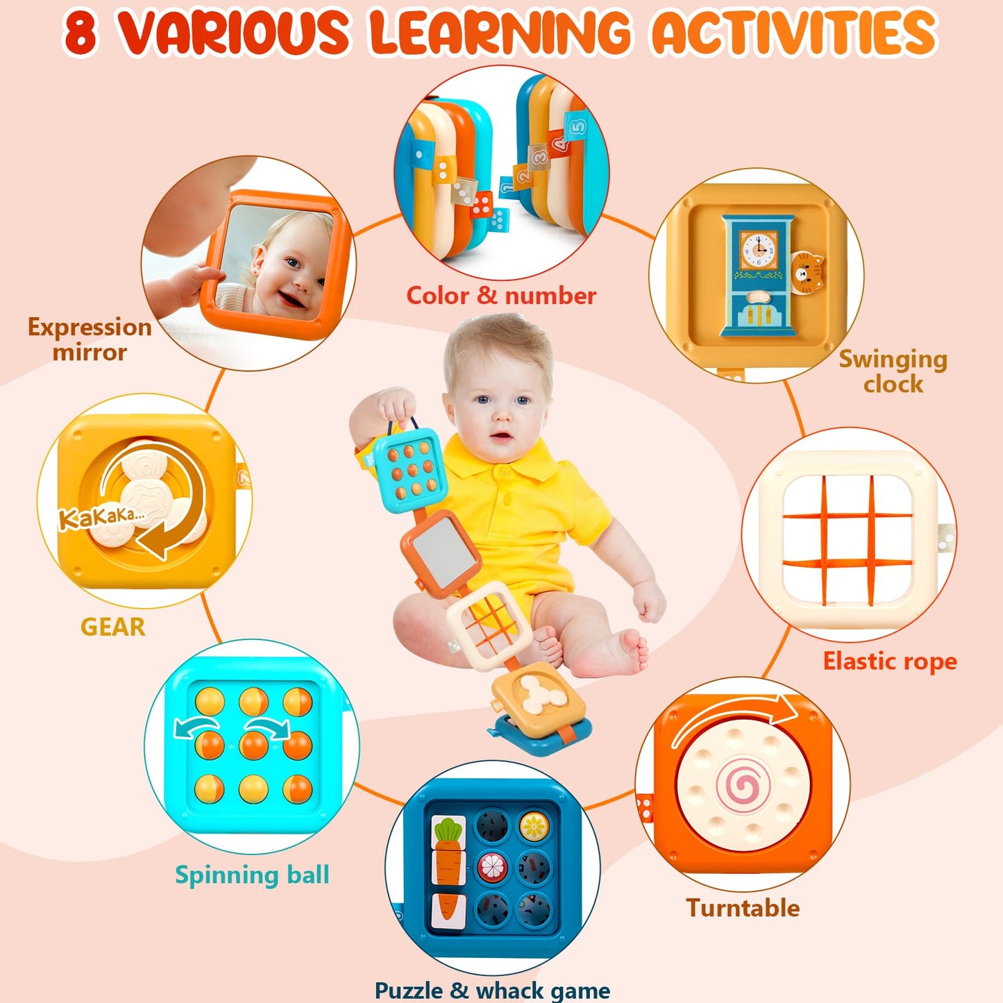 Busy Board for 1 Year Old Montessori Toys for 1 2 Boy Girl Toys Toddler Car Airplane Travel Activities Essentials 1-3 Busy Cube Stocking Learning Education Baby Toy 12-18 Months Birthday Gifts 1 2 3