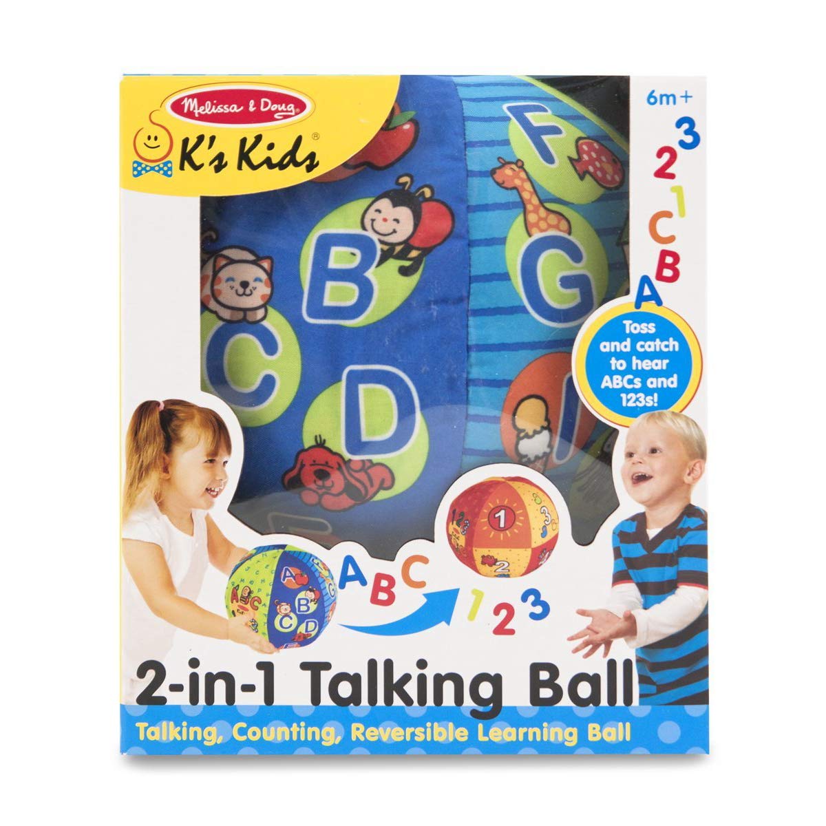 Melissa & Doug﻿ 2-in-1 Talking Ball: K's K i d s Series Learning Toy Bundle with 1 Theme Compatible M&D Scratch Fun Mini-Pad (09181)