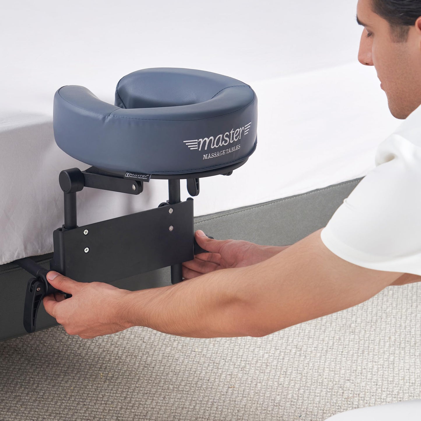 Master Massage Home Use Sleeping Mattress Top Massage Kit-Adjustable Headrest Face Pillow Cradle & Face Cushion Support Bracket, Head Rest Support- Eye Surgery Recovery -Royal Blue