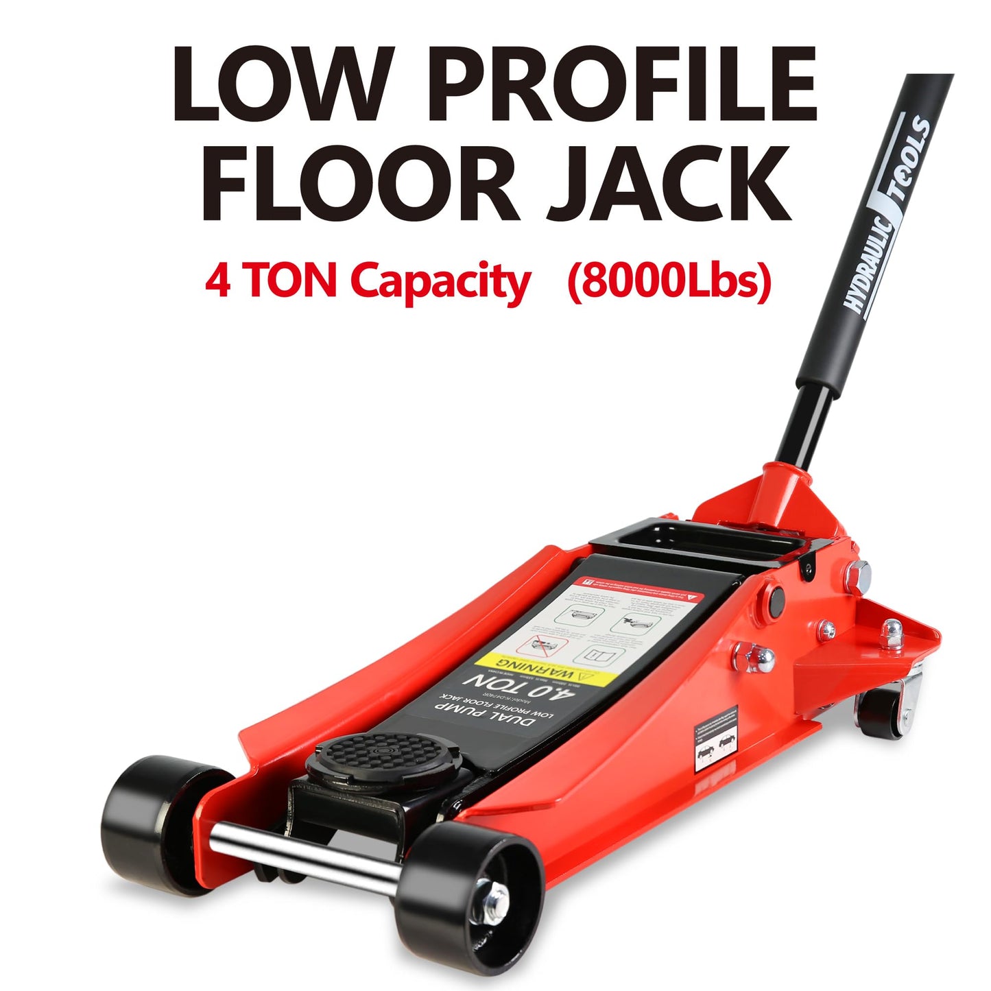 Elefesign 4T(8000) Low Profile Floor Jack, Steel Racing Floor Jack with Dual Pistons Quick Lift Pump, Car Jack Hydraulic AutoLifts for Home Garage, Hydraulic Floor Jack Lifting Range 4"-21"