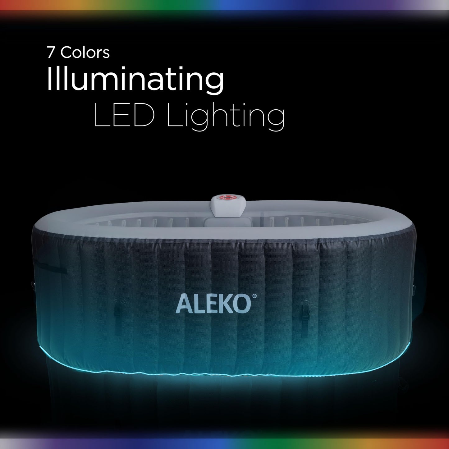 ALEKO Diamond 2-Person Inflatable Jetted Hot Tub | 100 Soothing Bubble Jets | Energy Efficient Cover | LED Lights with 7 Lights | 360-Degree Bubble Massage | 145 Gallon Water Capacity