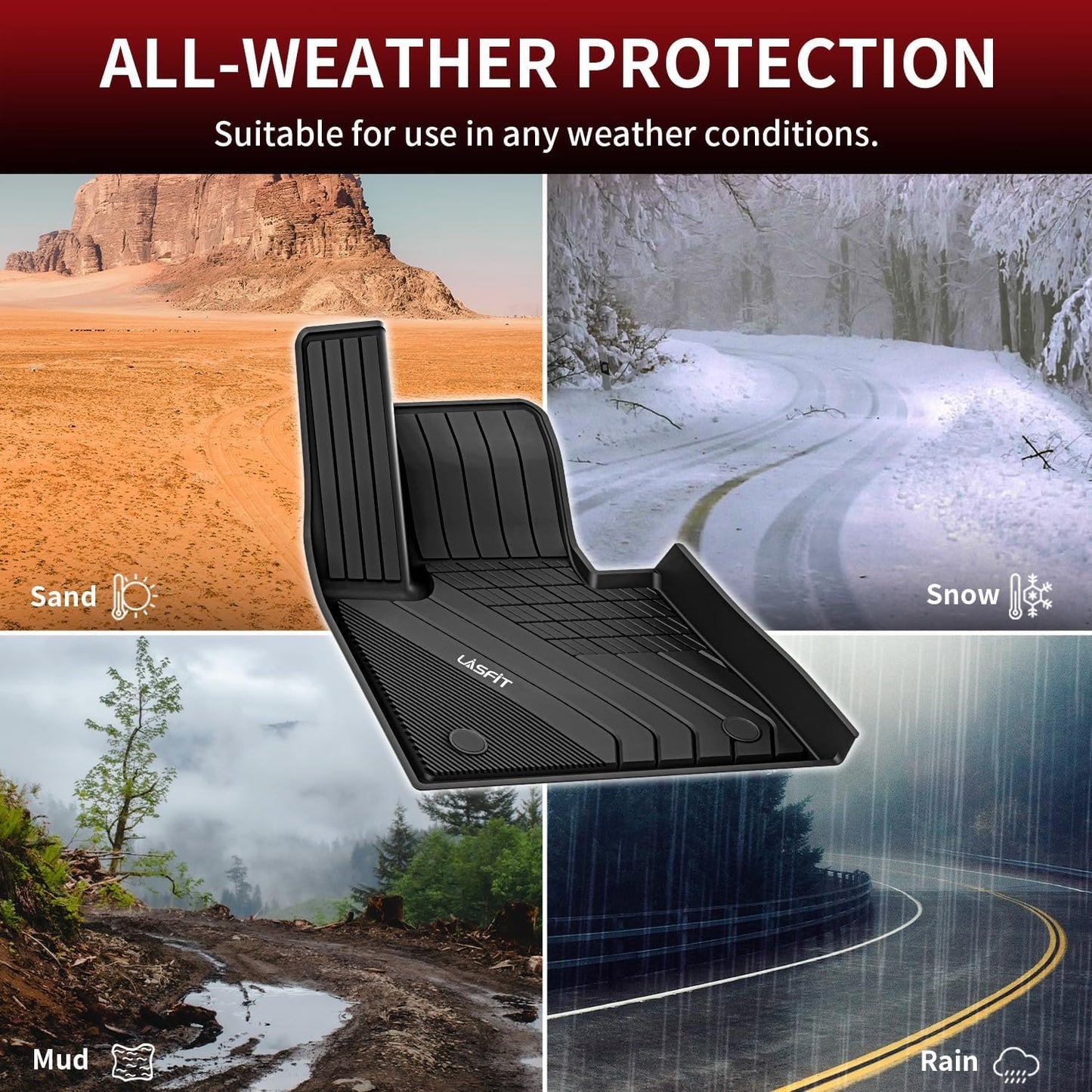 LASFIT Floor Mats&Trunk Mat Fit for BMW X5 2019-2024 2025 2026 40i/45e/50e/50i/M/M50i/M60i, All Weather TPE Custom Fit 1st&2nd Row Full Set Car Mats & Cargo Liner(Only for 5 Passengers), Black