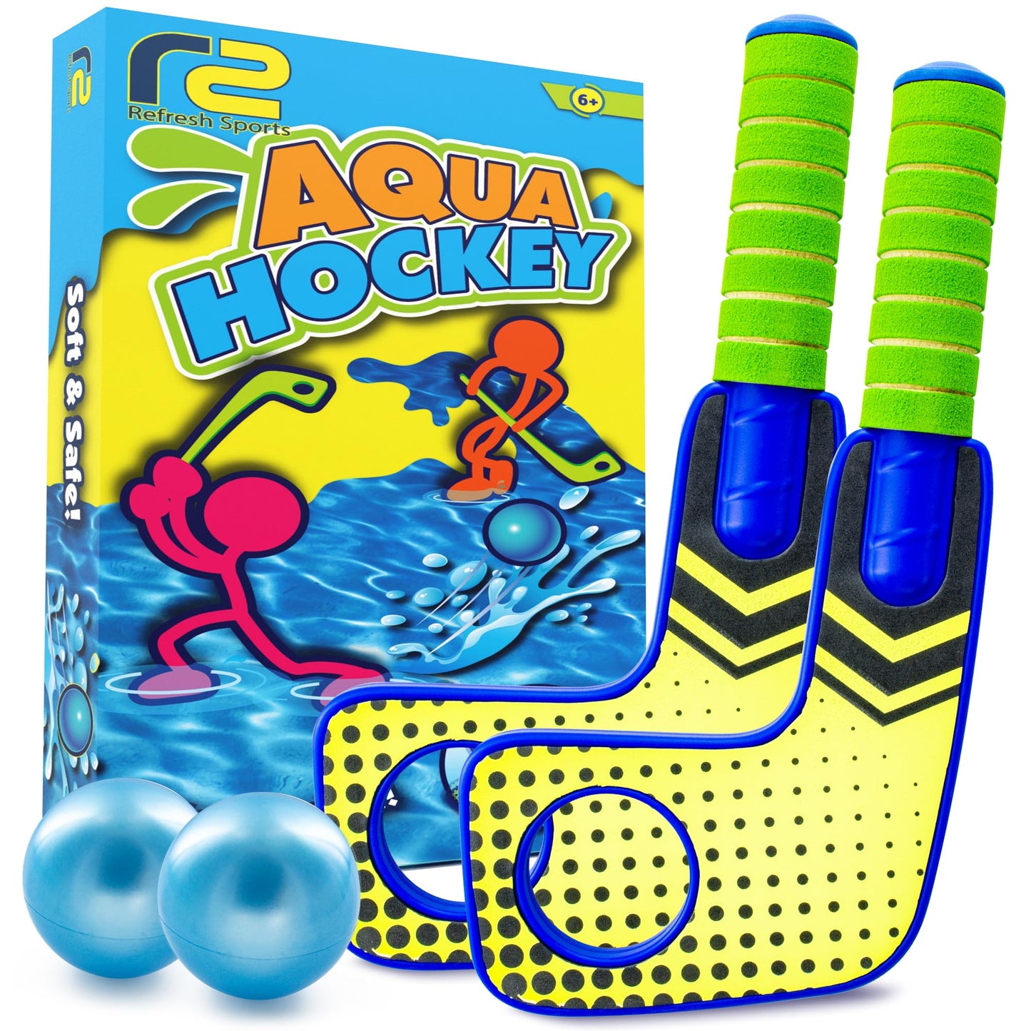 Aqua Hockey Sticks Pool Games - Pool Toys for Kids & Hockey Gifts for Boys - Water Toys Knee Sticks Set Beach Games - Pool Gifts for Boys & Girls - Swimming Toy for Kids Ages 4-8 & 8-12 Year Old