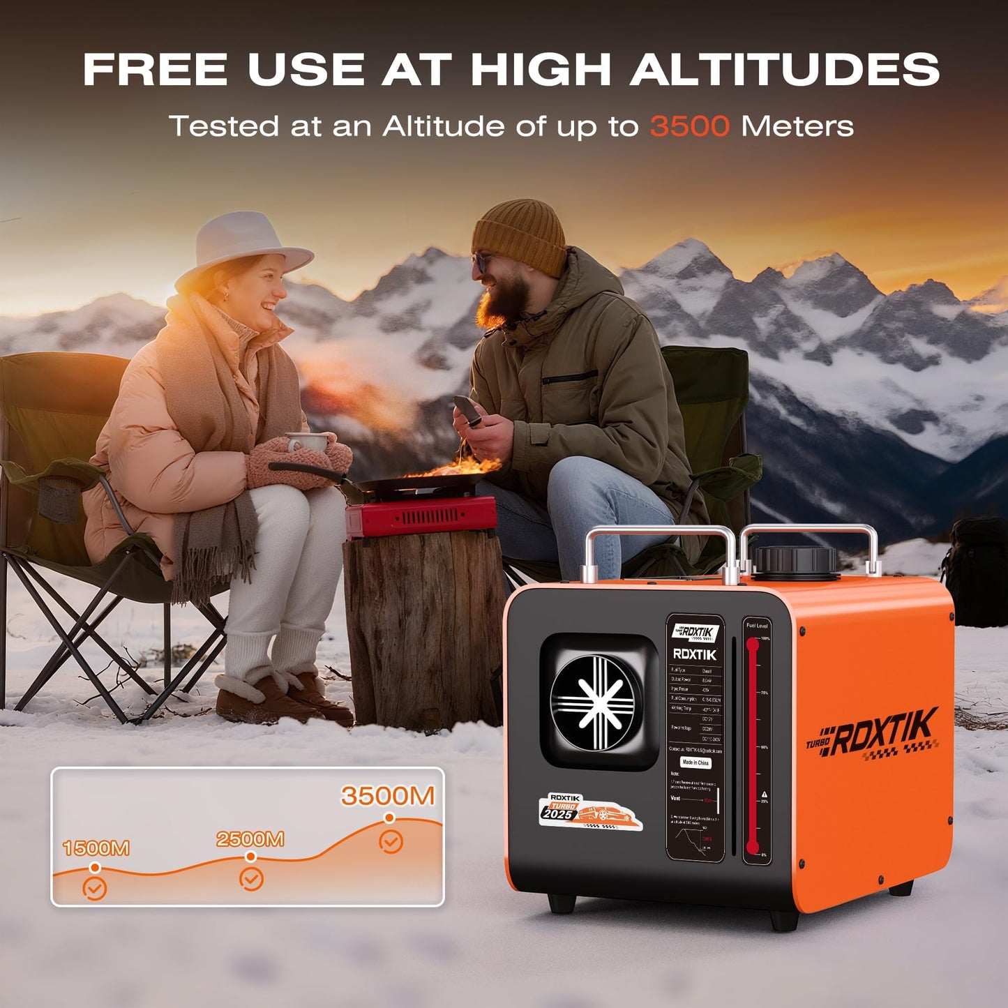 RDXTIK 9L Diesel Heater, 8KW 12V/24V/110V/240V All in One Diesel Heater with LCD Switch, Remote Control, Muffler for Truck, RV, Home, Car, Campers, Boat, Orange