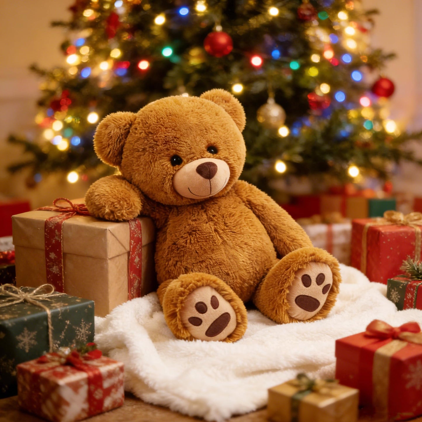 LotFancy 20'' Teddy Bear Stuffed Animals, Soft Cuddly Cute Plushies, Plush Toys with Footprint Design, Stuffed Animals for Girls Kids Baby Toddlers, Baby Shower Easter Birthday Gift Decor, Brown