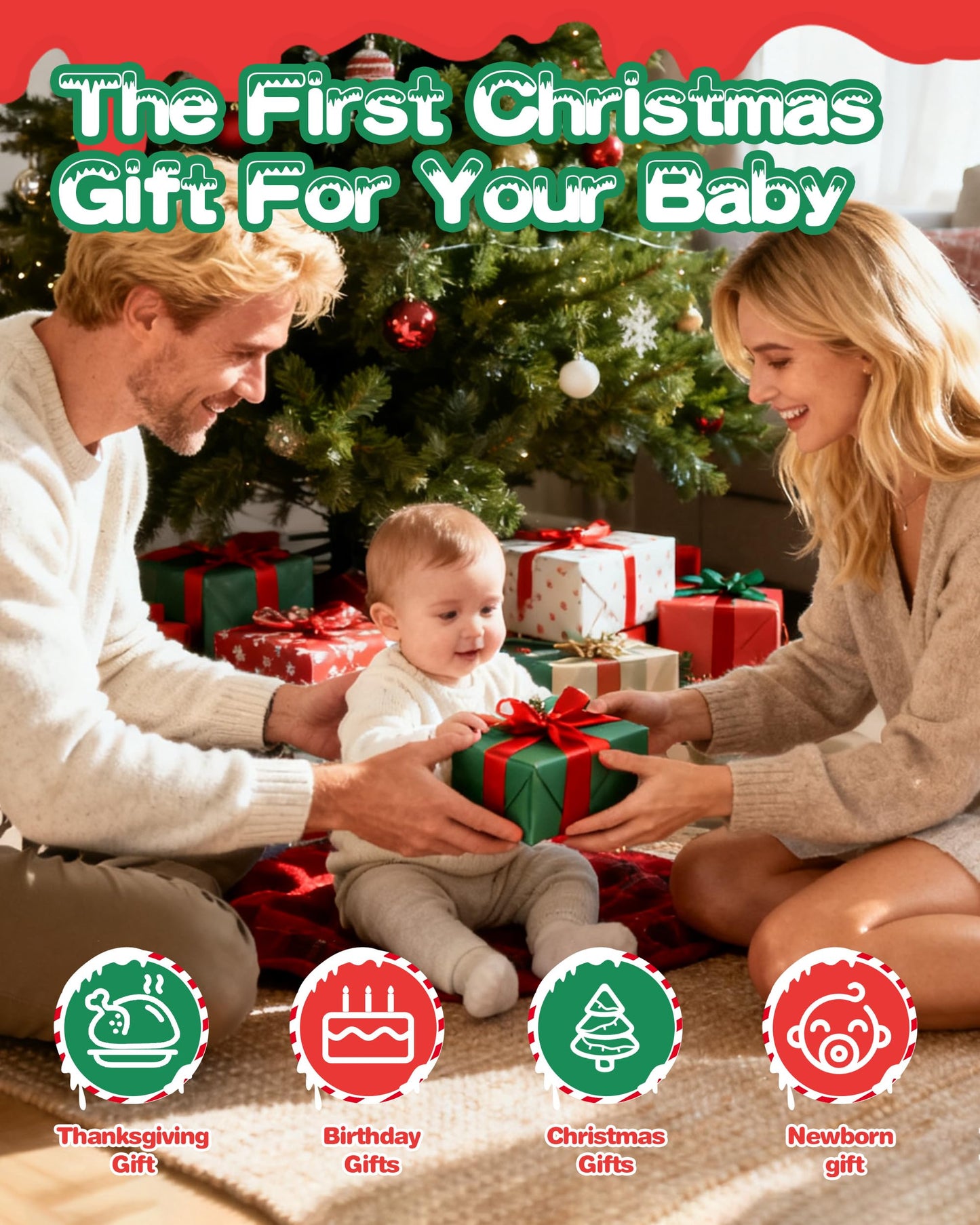Jollybaby Car Seat Stroller Crib Hanging Toy for Baby 6-12-18-36 Months, My Baby First Christmas Santa Claus Musical Pull String Toys, Tummy Time Infants/Newborns Easter Gifts for Boy and Girl