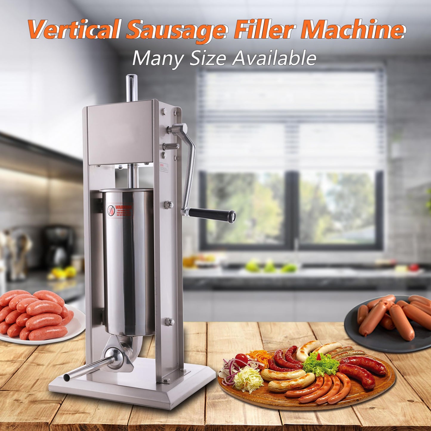 Hakka 11 Lb/5 L Sausage Stuffer 2 Speed Stainless Steel Vertical Sausage Maker