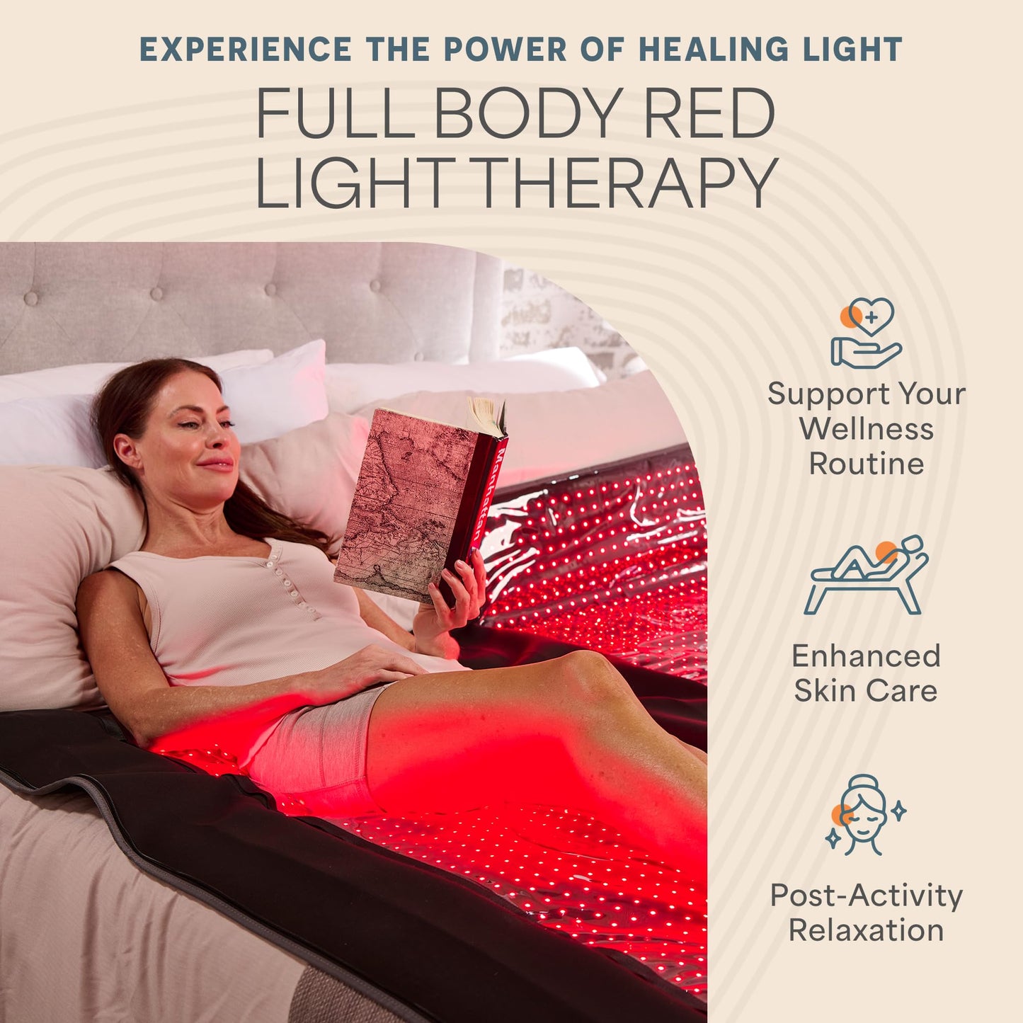 Lifepro Red Light Therapy for Body Wrap – Allevabody 660nm & 850nm Near Infrared and Red Light Therapy Mat for Body – Adjustable, Portable & Full-Body Relaxation for Daily Wellness