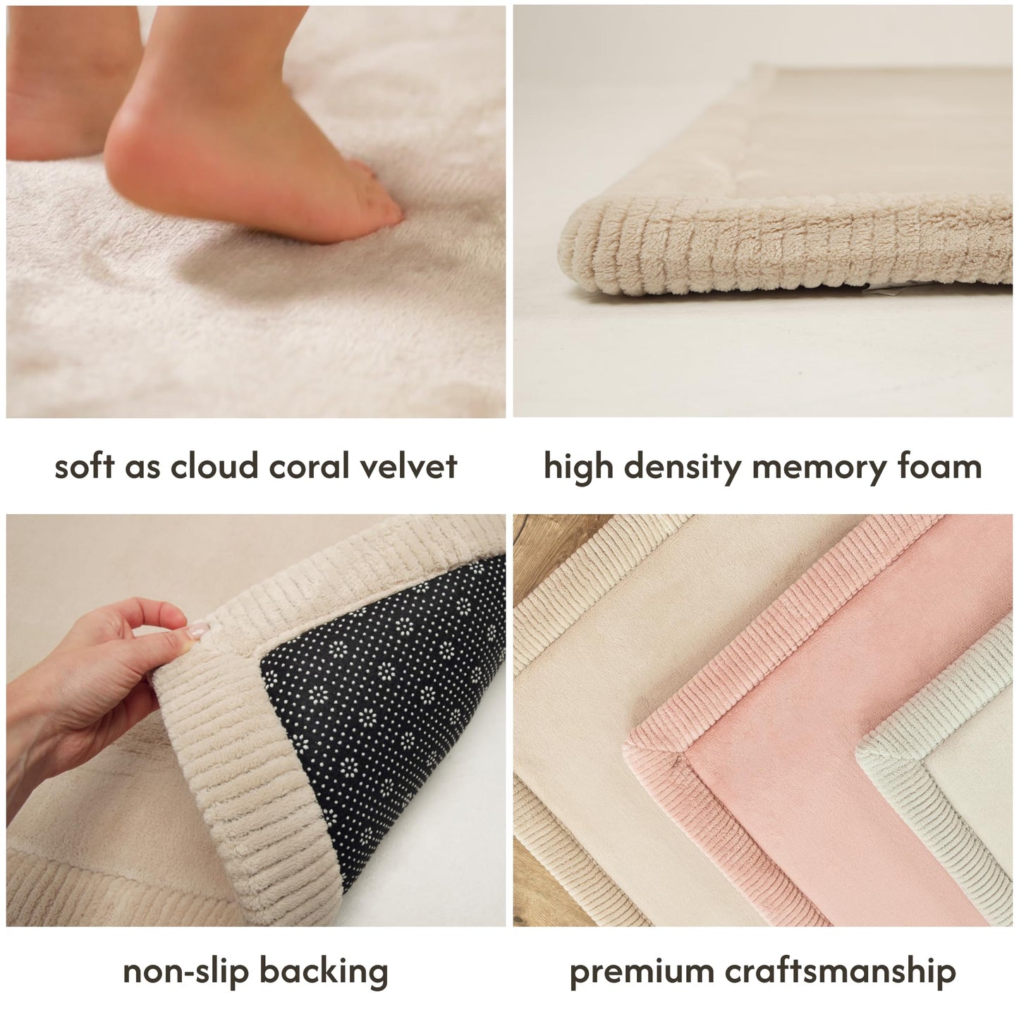 Hakuna Matte CloudSoft Baby Play Mat for Floor 80" x 110" Beige – Coral Velvet Memory Foam Rug for Crawling & Cozy Play – Non-Slip, Water-Resistant, Easy-CareTummy Time Mat, Playmat for Playpen