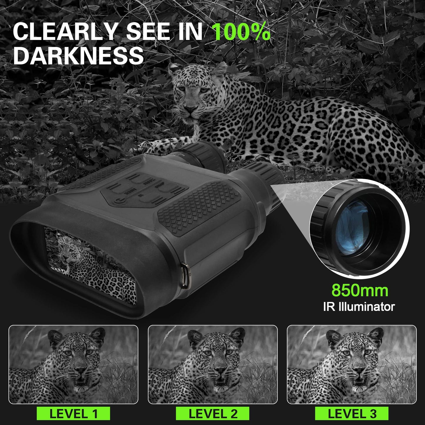 Tydeux Night Vision Binocular/Digital Infrared Night Vision Scope - Infrared 2x31 Waterproof Hunting IR Telescope with 2.0 inch TFT LCD in-View, 640x480p HD Photo Camera Video Display
