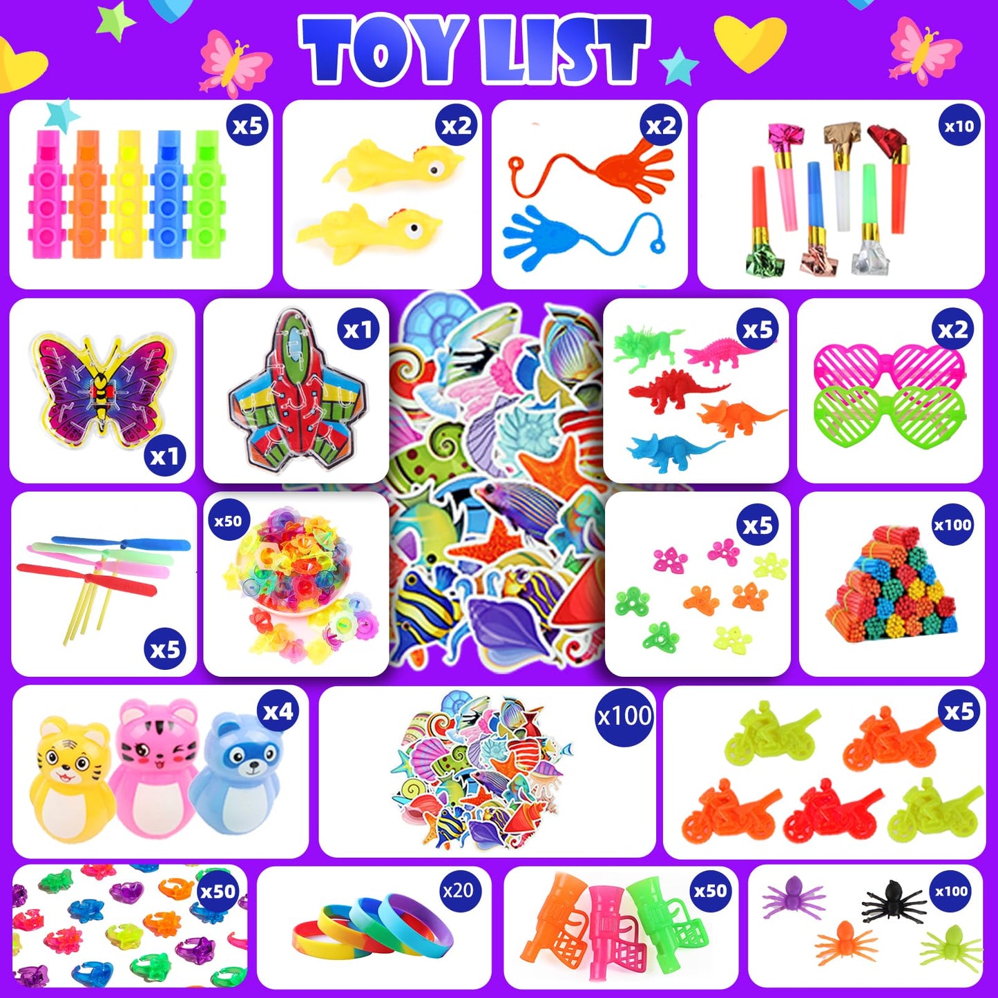 1000Pcs Bulk Party Favors for Kids, Fidget Toys Pack,Stocking Stuffers, Treasure Box Chest, Birthday Party, Classroom Carnival Prizes, Pinata Stuffers, Goodie Bag Stuffers, Stress Relief, Sensory Toys