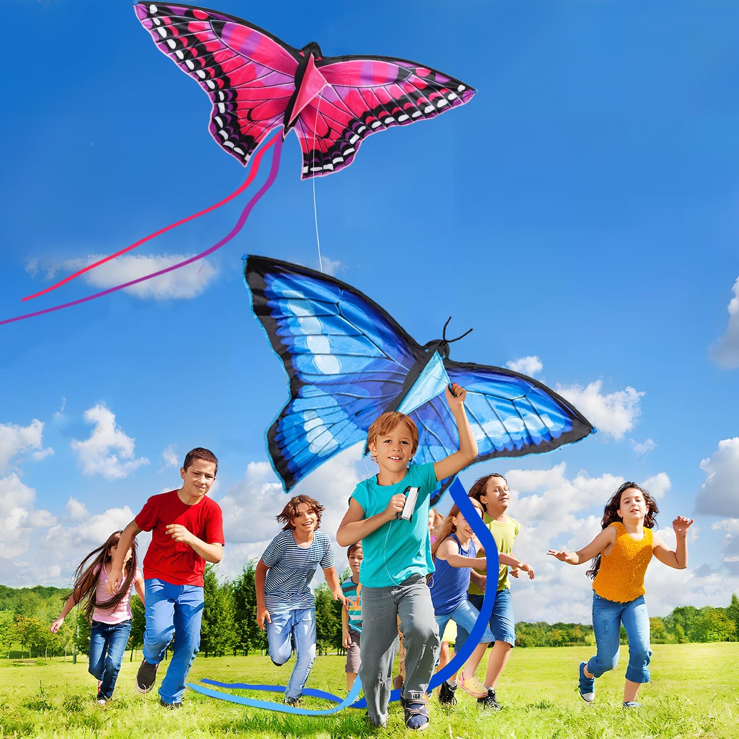 TOY Life 2 Pack Kites for Kids Ages 4-8 8-12, Large Butterfly Kites for Adults and Toddlers Age 3-5, Outdoor Toy Games Beach Kite Easy to Fly for Girls Boys