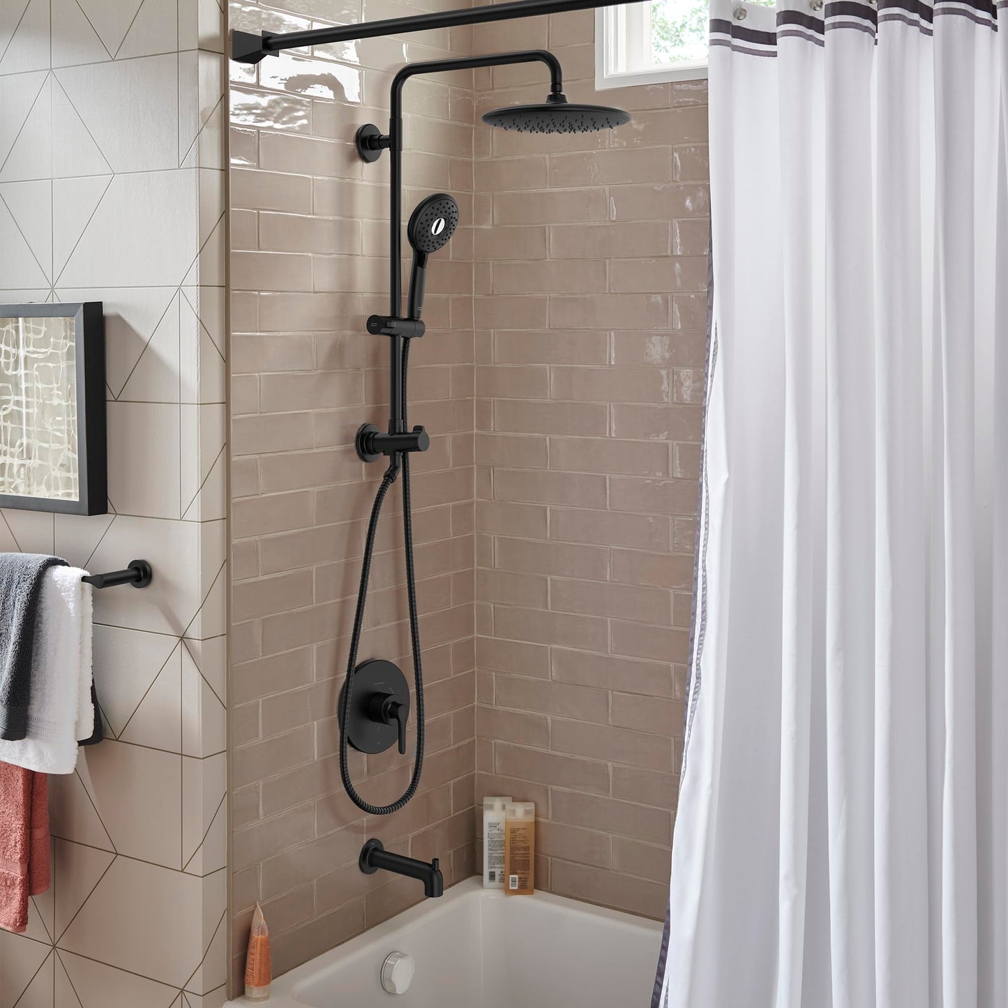 American Standard 1029072430 Spectra Versa 24-Inch 4-Function Retrofit Shower System with Rain Shower Head with Handheld Sprayer, 1.8 GPM, Matte Black