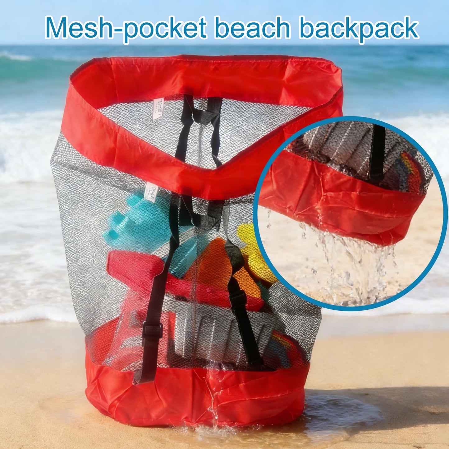 IOKUKI 19 PCS Sand Toys with Extra Large Mesh Bag Including Sand Wagon, Water Wheel, Large Shovels & Rakes, Molds, Castle Kit, Outdoor Beach Toys Tool Set for Kids, Toddlers, Boys and Girls Age 3+