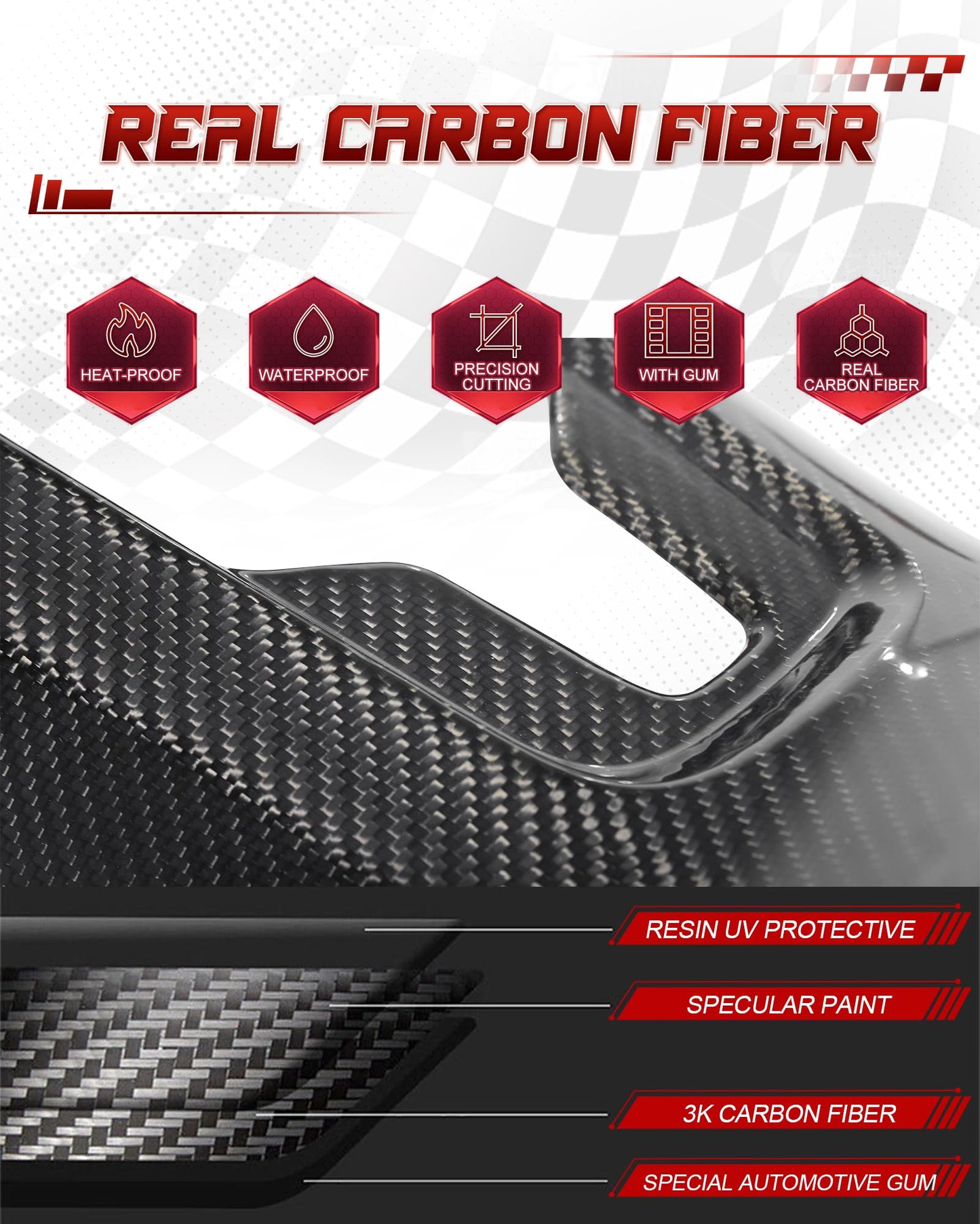 NUBEHONE C8 Carbon Fiber Interior Center Control Cover Trim Fit for Chevrolet Corvette C8 2020-2025 Stingray Z51 Z06 E-Ray Carbon Fiber Waterfall Cover Trim Central Gear Shift Panel Cover Trim