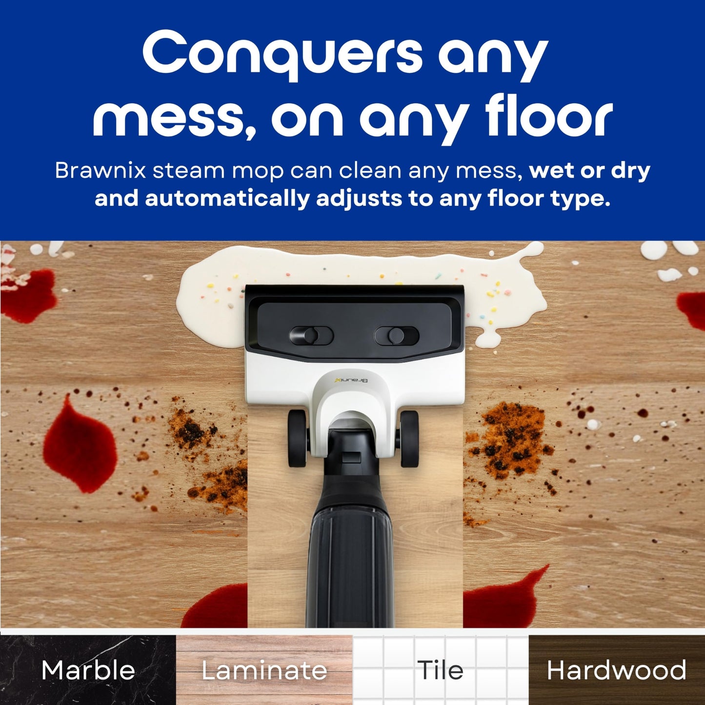 BRAWNIX Wet Dry Vacuum and Mop for Hard Floors | Digital Display | Great for Sticky Messes, Pet Hair, Picks Up Debris & Deep Scrubs | Self Cleaning | Vacuum Cleaner for Hard Floors and Area Rugs