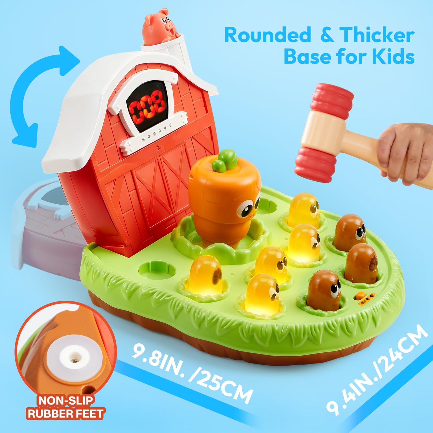 lalalark Whack Game for Toddlers Age 2 3 4 5, Light & Sound, 4 Modes, 40 Levels, Baby Toy Gifts for Early Learning, Birthday Gift for Toddler Boy Girl Toys