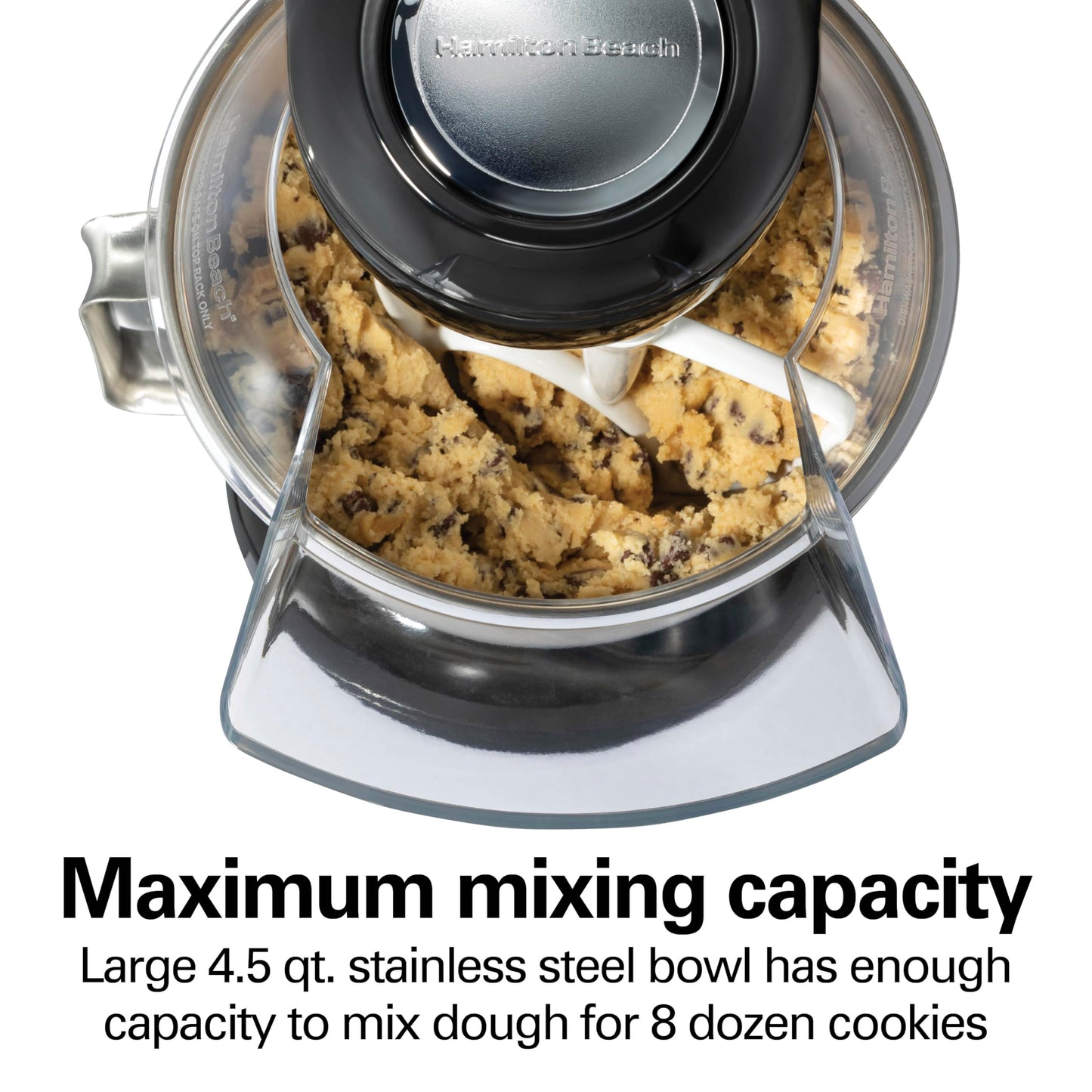 Hamilton Beach Die-Cast Metal Classic Electric Stand Mixer, 12 Speeds, 4.5-Quart Stainless Steel Bowl, Includes Flat Beater, Whisk, Dough Hook & Pour Shield, Powder-Coated Black Finish (63227N)