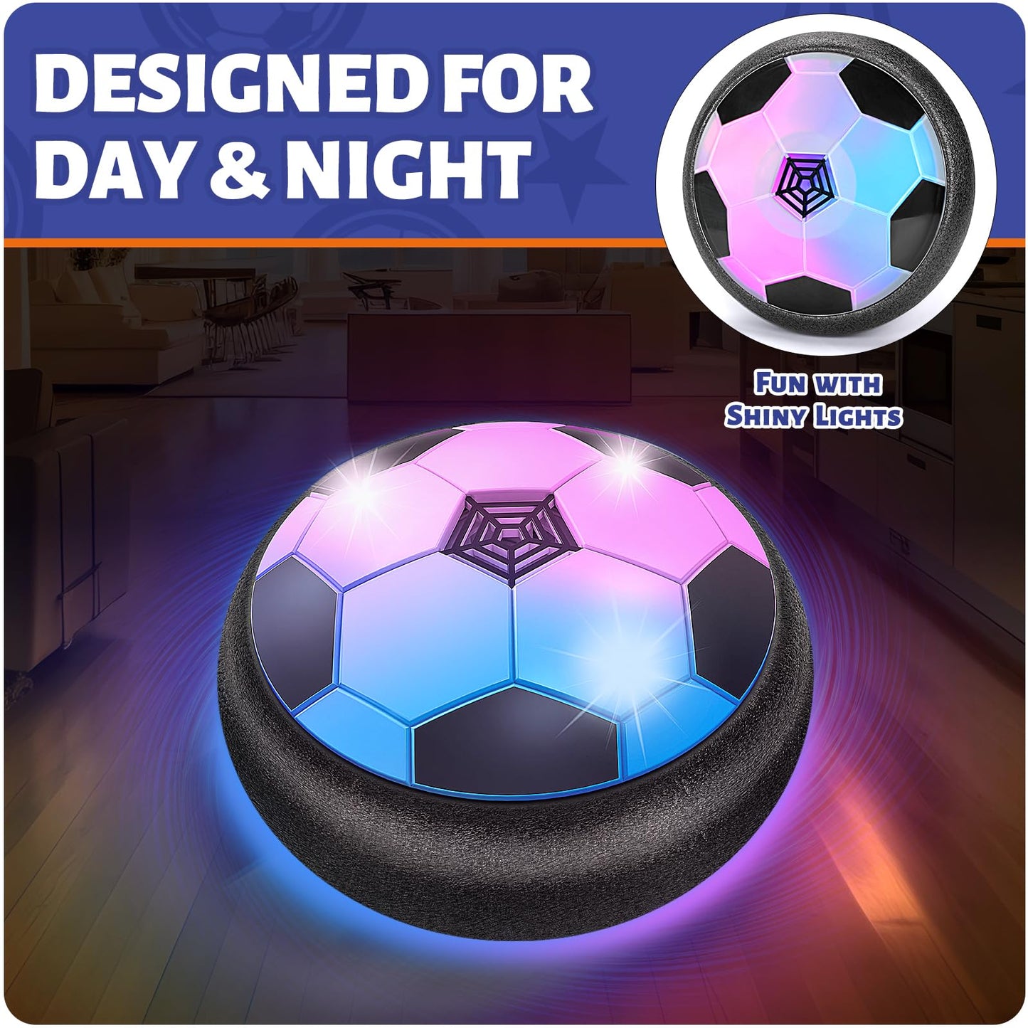 Officygnet Hover Soccer Ball for Kids, Indoor Toys Games Gifts for Boys Age 6, 7, 8, 9, 10, 11, 12 Years Old, Air Floating Light-Up Soccer Toys Games for Kids 6-8, 8-12, Ideal Easter Birthday Gifts