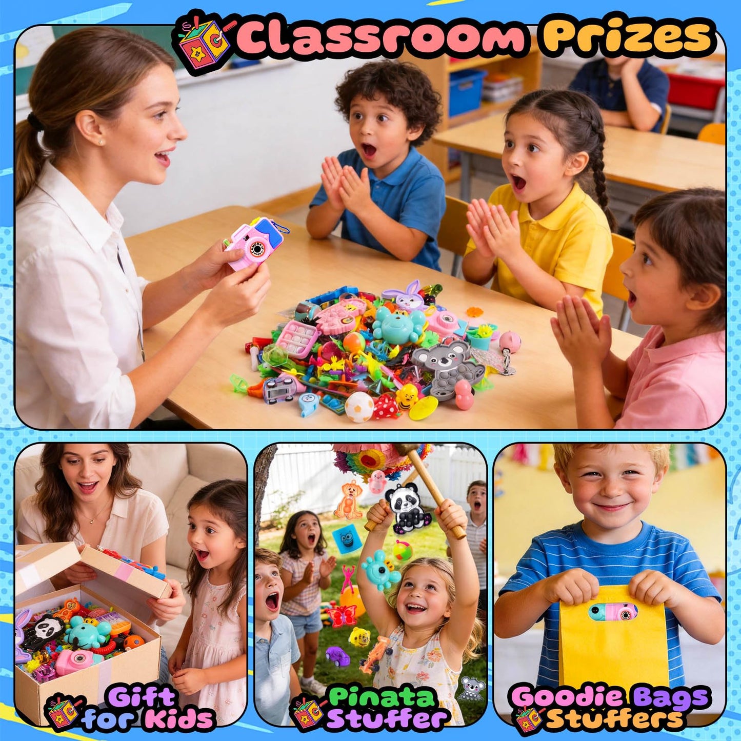 Kiss Monkey Party Favors for Kids 8-12 4-8, 640 PCS Fidget Toys Bulk, Prize Treasure Box Toys for Classroom, Goodie Bags Stuffers for Kids, Birthday Gifts, Carnival Prize, Pinata Stuffers