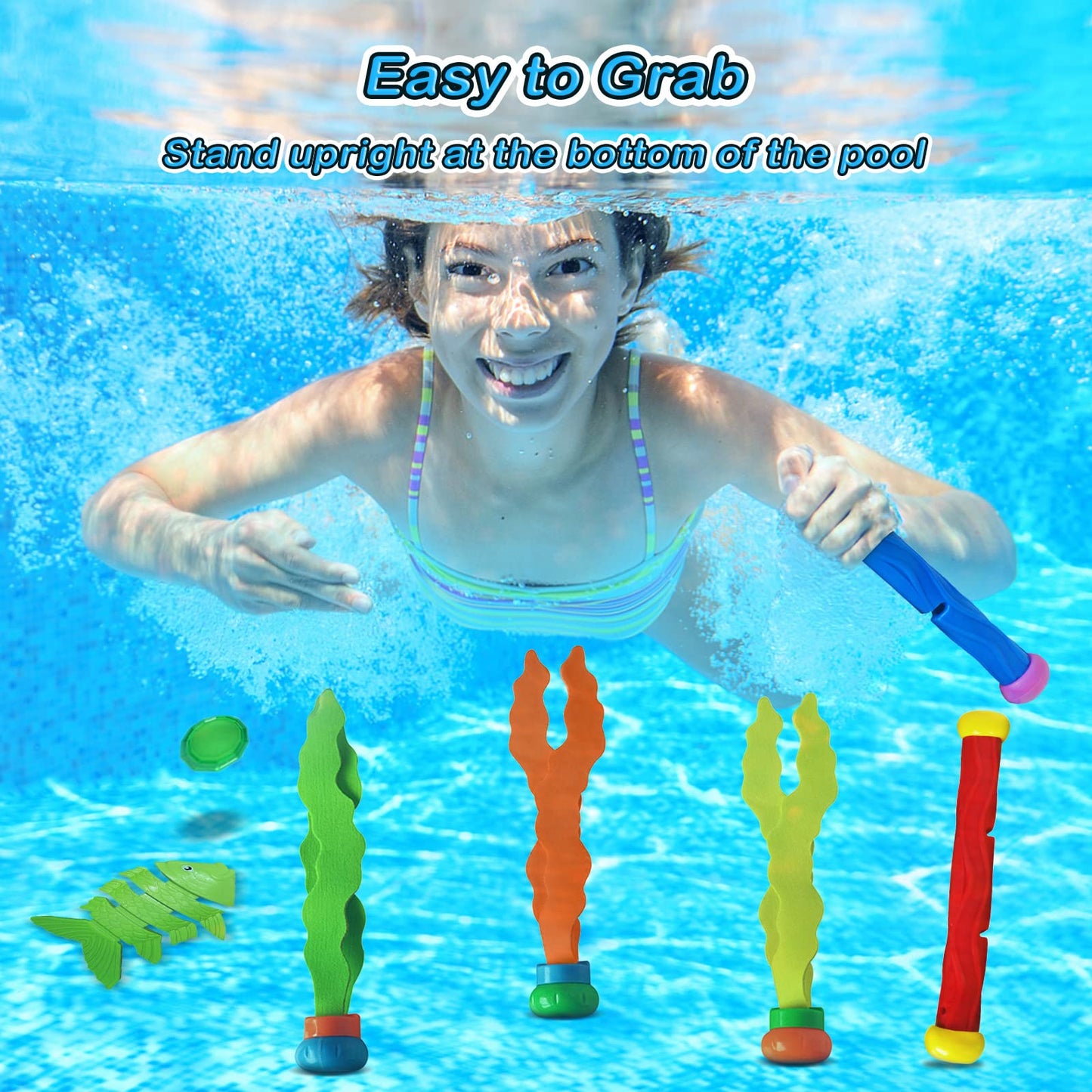 Jasonwell Pool Diving Toys Games - 31 PCS Swimming Pool Toys for Kids Teens with Diving Rings Dive Sticks Underwater Treasures Torpedo Bandits Fish Toy etc Fun Water Swim Toy for Boys Girls Adults