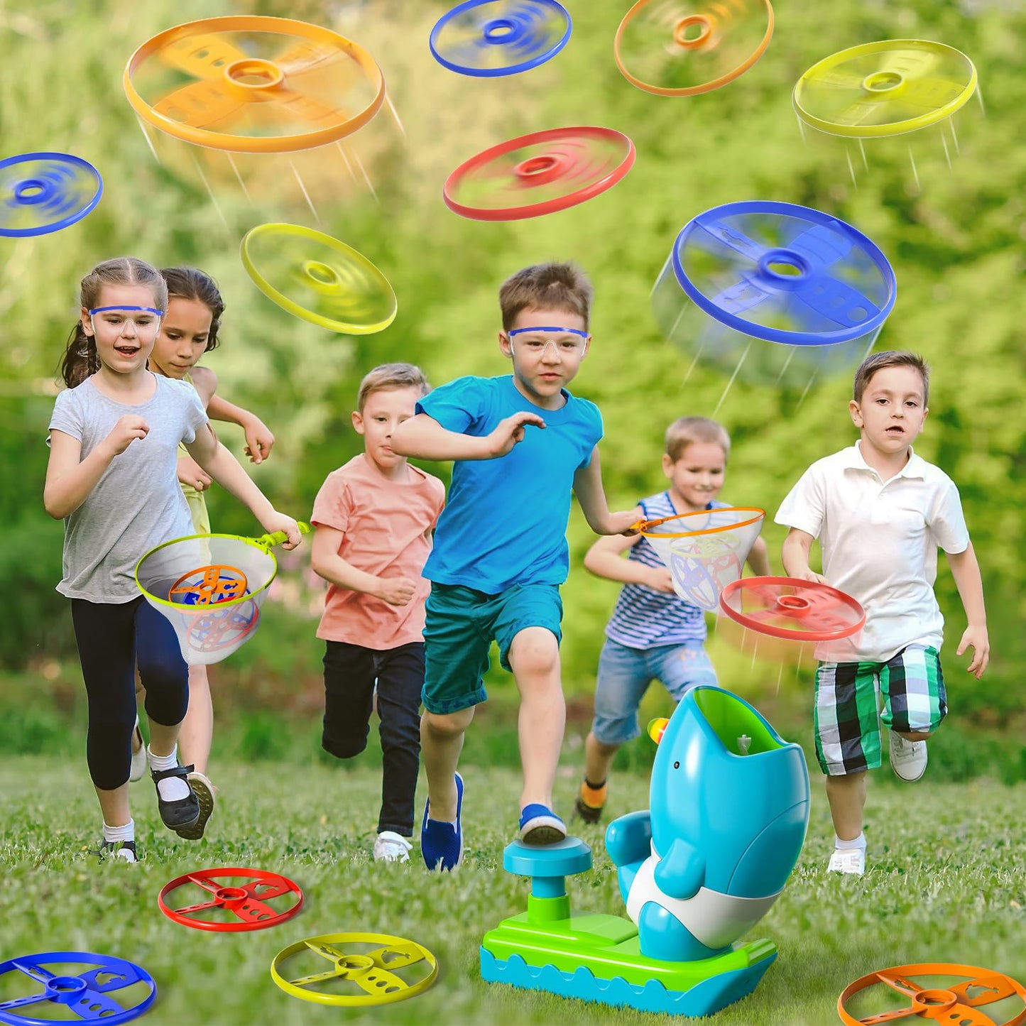 KukuFun Outdoor Toys for Kids Boys Ages 3-5 4-8, Flying Disc Launcher Outside Toys Gifts for 3 4 5 6 7 8 Year Old Kids, Ideas Outside Outdoor Game for Toddlers Boys Ages 3-5 6-8 5-7