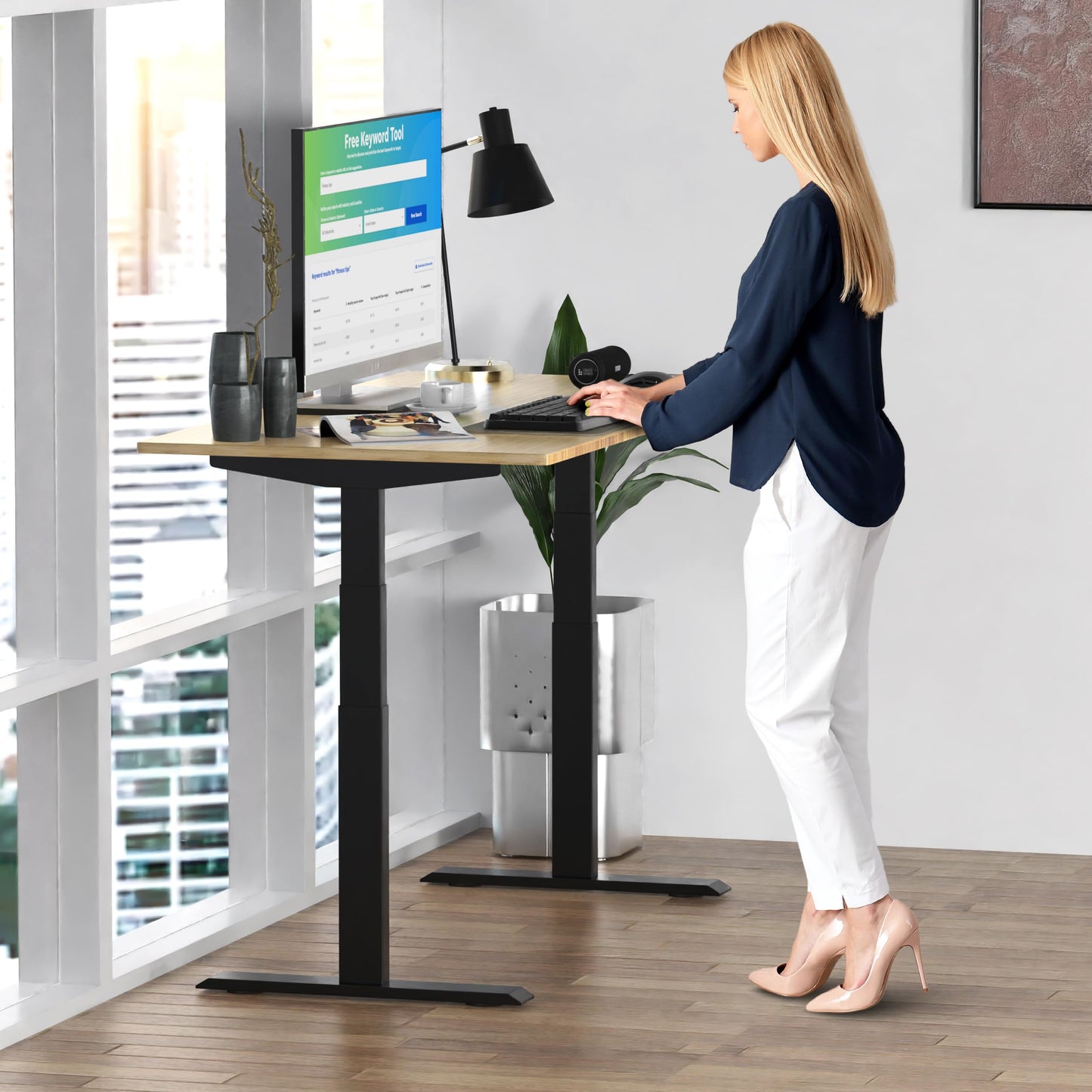Uncaged Ergonomics Rise Up Standing Desk Legs, Adjustable Standing Desk Frame Dual Motor w/Memory, Electric Frame Base Height Desktop Table, Sit Stand Electric Table Legs