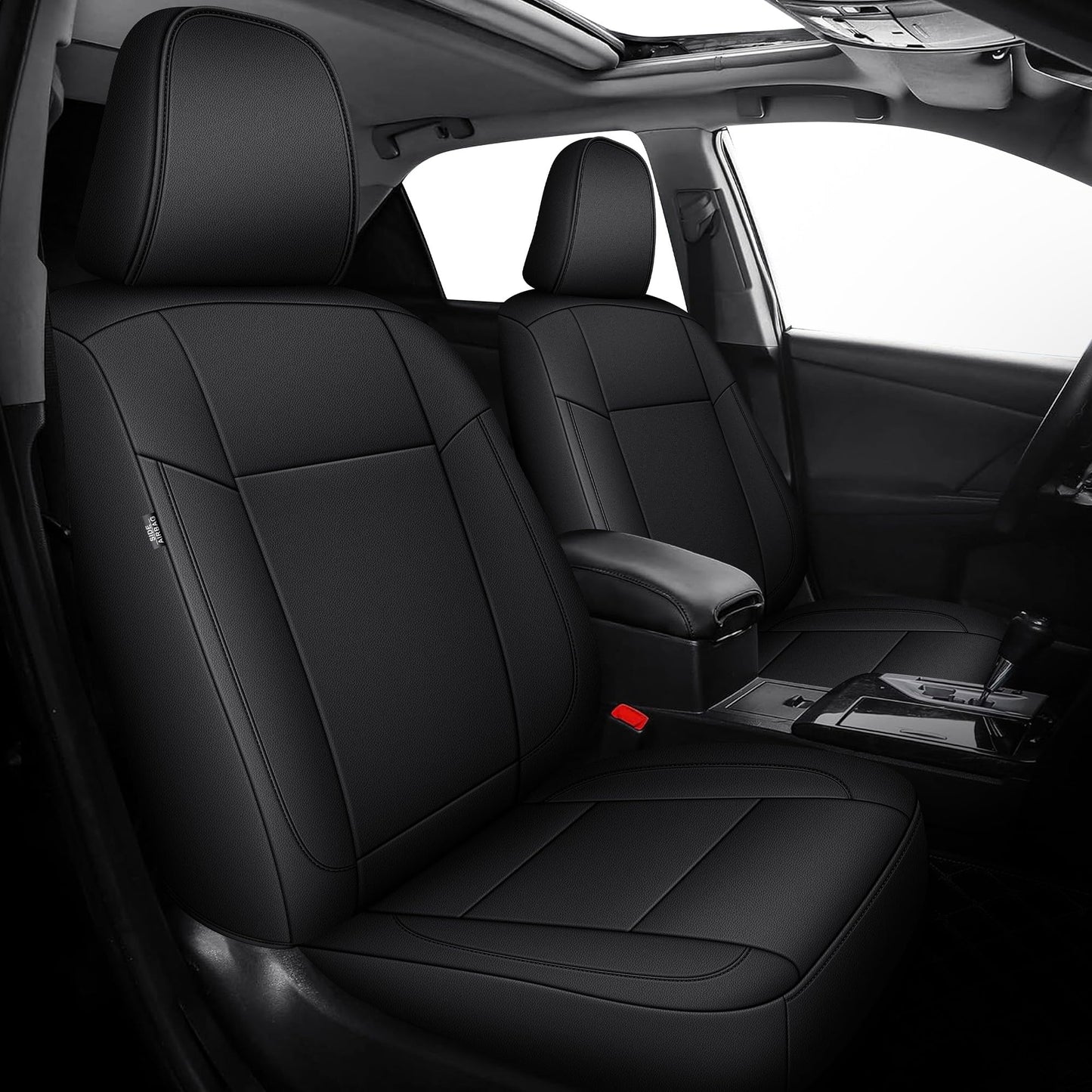 TTX LIGHTING Custom Fit for Toyota Camry Car Seat Covers 2012 2013 2014 2015 2016 2017 Full Set Waterproof Faux Leather Airbag Compatible Black