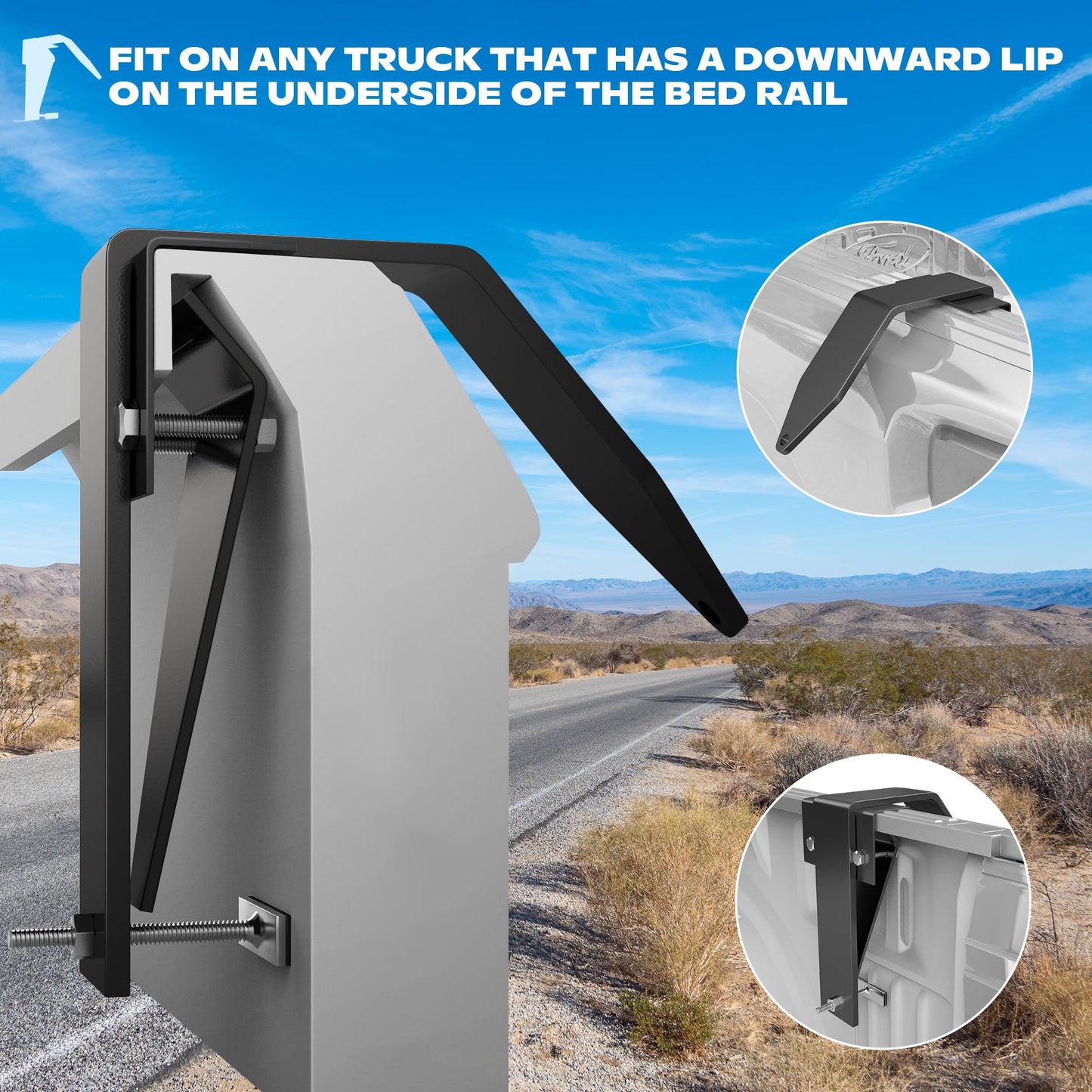 AIYOTAR Truck Camper Tie Downs, Slide in Camper Tie Downs for Pickup Truck, Pickup Camper Tie Down Fits for Most Full Size Non Dual Pickup Trucks, Made of Heavy Duty Steel, 4 Pack
