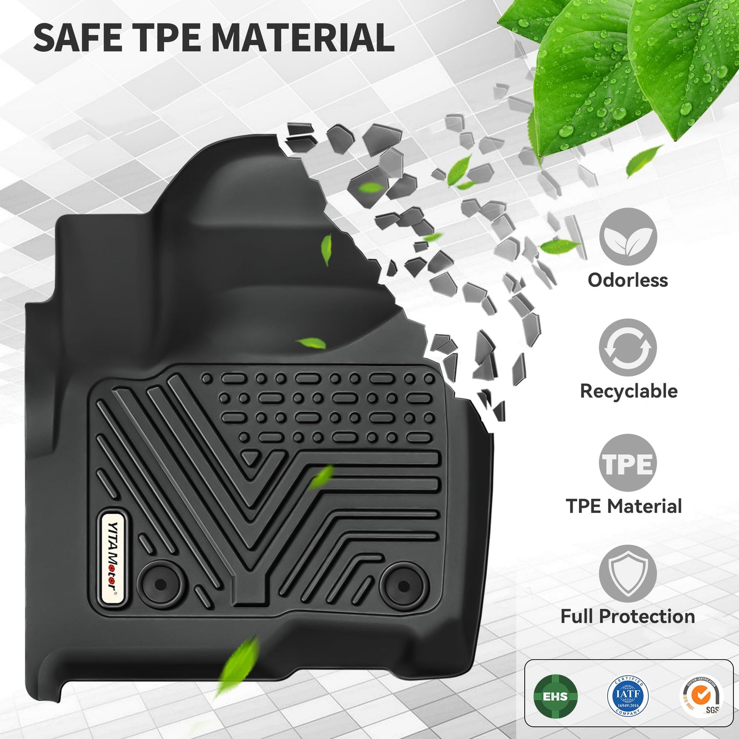 YITAMOTOR 3 Rows Floor Mats Fit for 2021-2026 Chevrolet Tahoe/GMC Yukon/Cadillac Escalade with 2nd Row Bucket Seats, Custom Fit Black TPE All-Weather 1st & 2nd 3rd Row Floor Liners