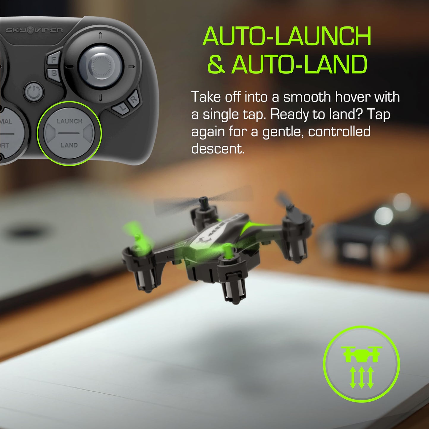 Sky Viper Dash Nano Performance RC Drone, Fast Safe Indoor Flying, Rechargeable Battery