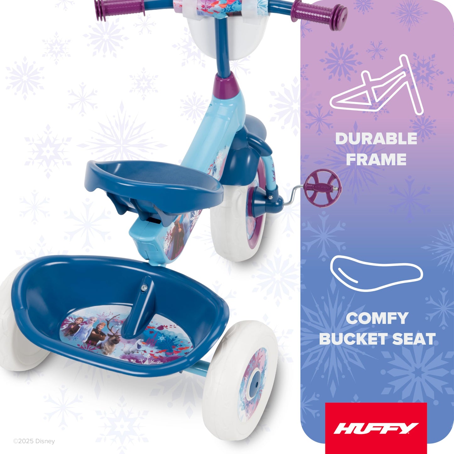 Huffy Disney Frozen 2 Girl's Trike, Ideal for Ages 3+, Anna, Elsa, and Olaf, Storage Bins for Snacks or Toys, Sturdy and Durable, Safe for Toddlers