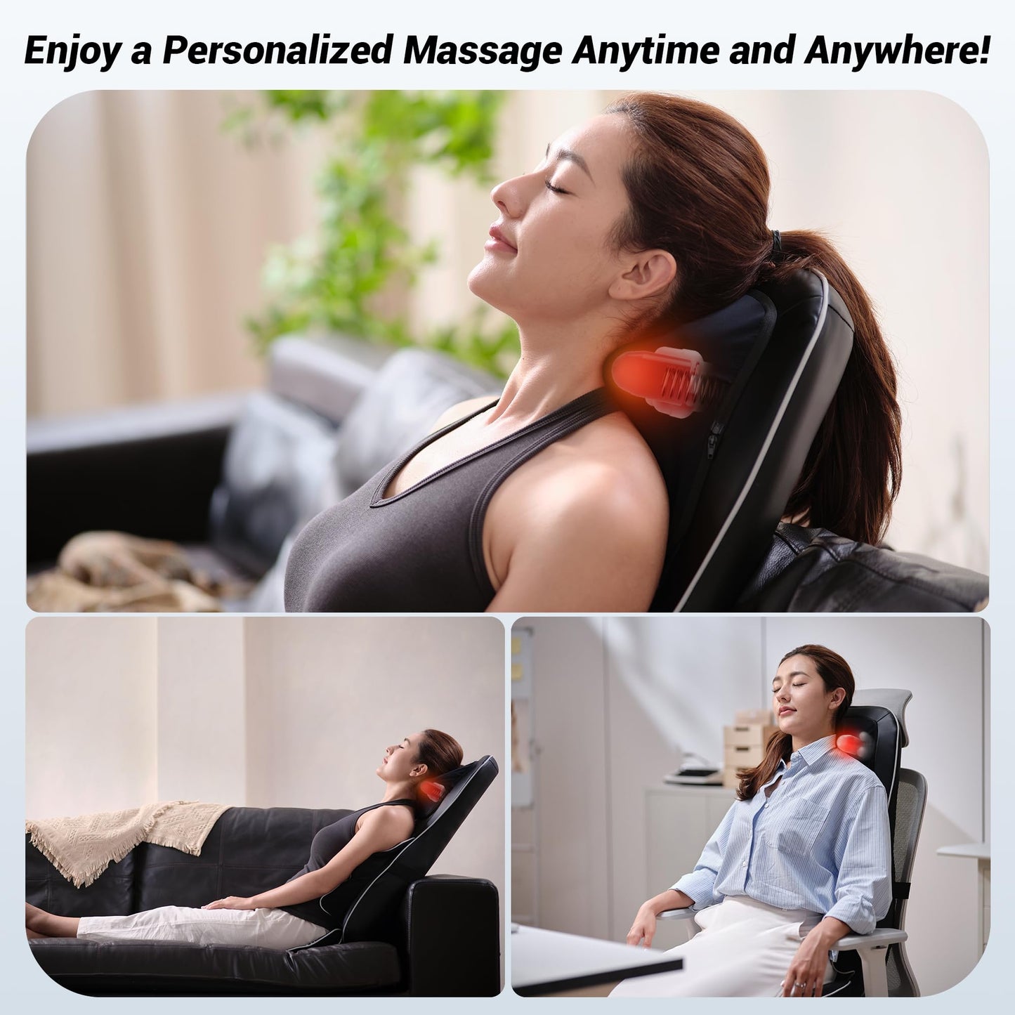 Mynt Back and Neck Massager for Pain Relief Deep Tissue,3D Shiatsu Acupressure Neck Back Massager with Heat, Seat Massager for Full Body Relaxation Black