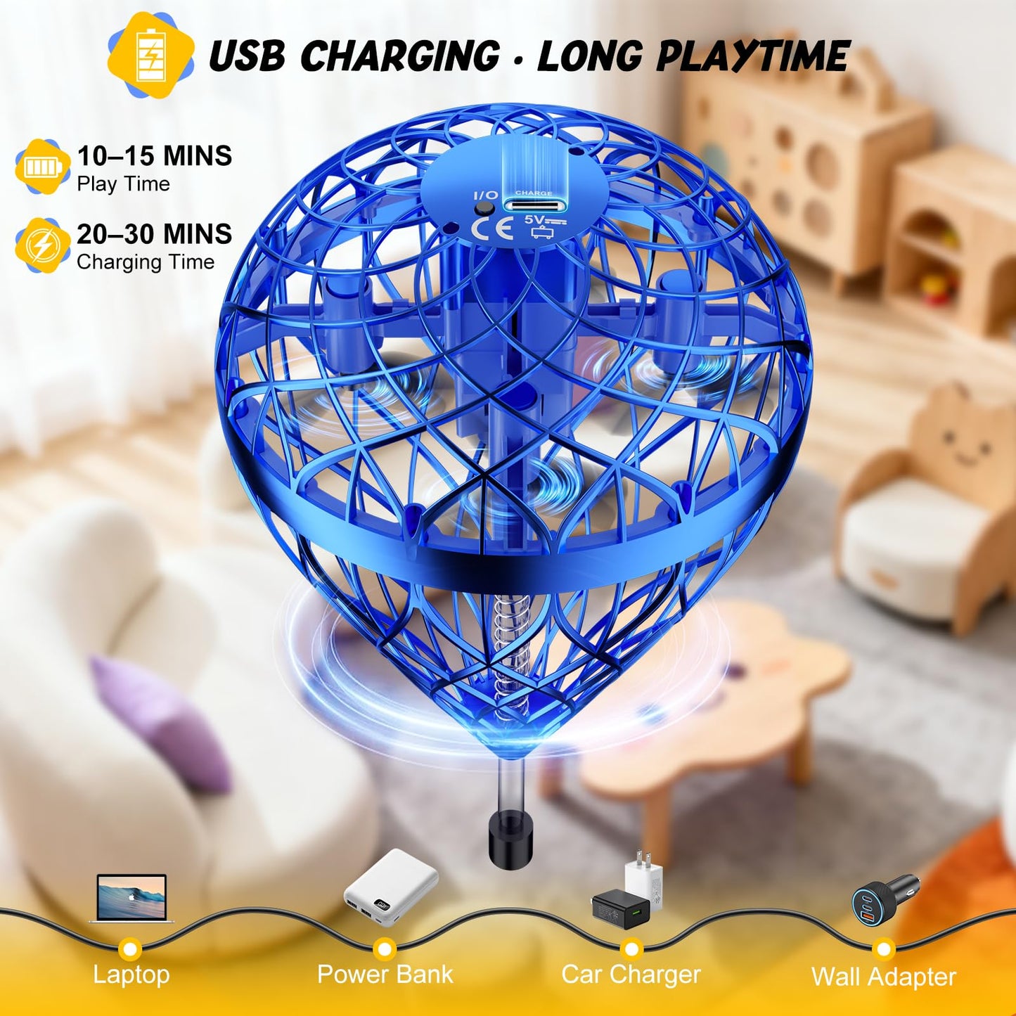 DUSFAN 2025 AI Flying Orb Ball Toy, Galactic Fidget Spinner, Mini Drones Toys for 6 7 8 9 10 11 12+ Year Old Boys Girls Children Indoor Outdoor Toys