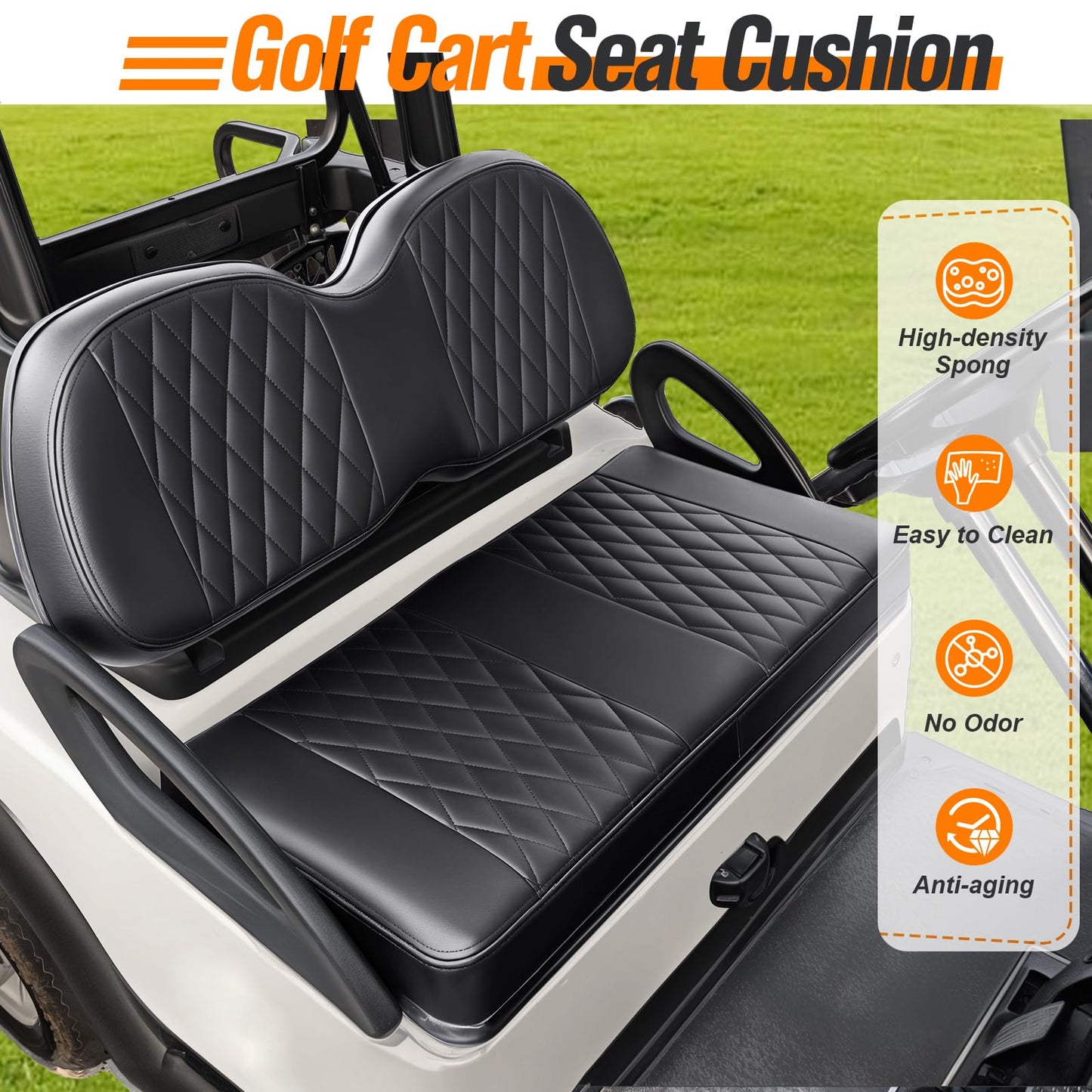 GODCTSUP Upgrade Golf Cart Front Seat Replacement Cushion Assembly Kit for Club Car Precedent 2004-2011, Club Car Seat Cushions- Premium Sponge Soft Seat Cushion and Backrest Set (without Armrest)