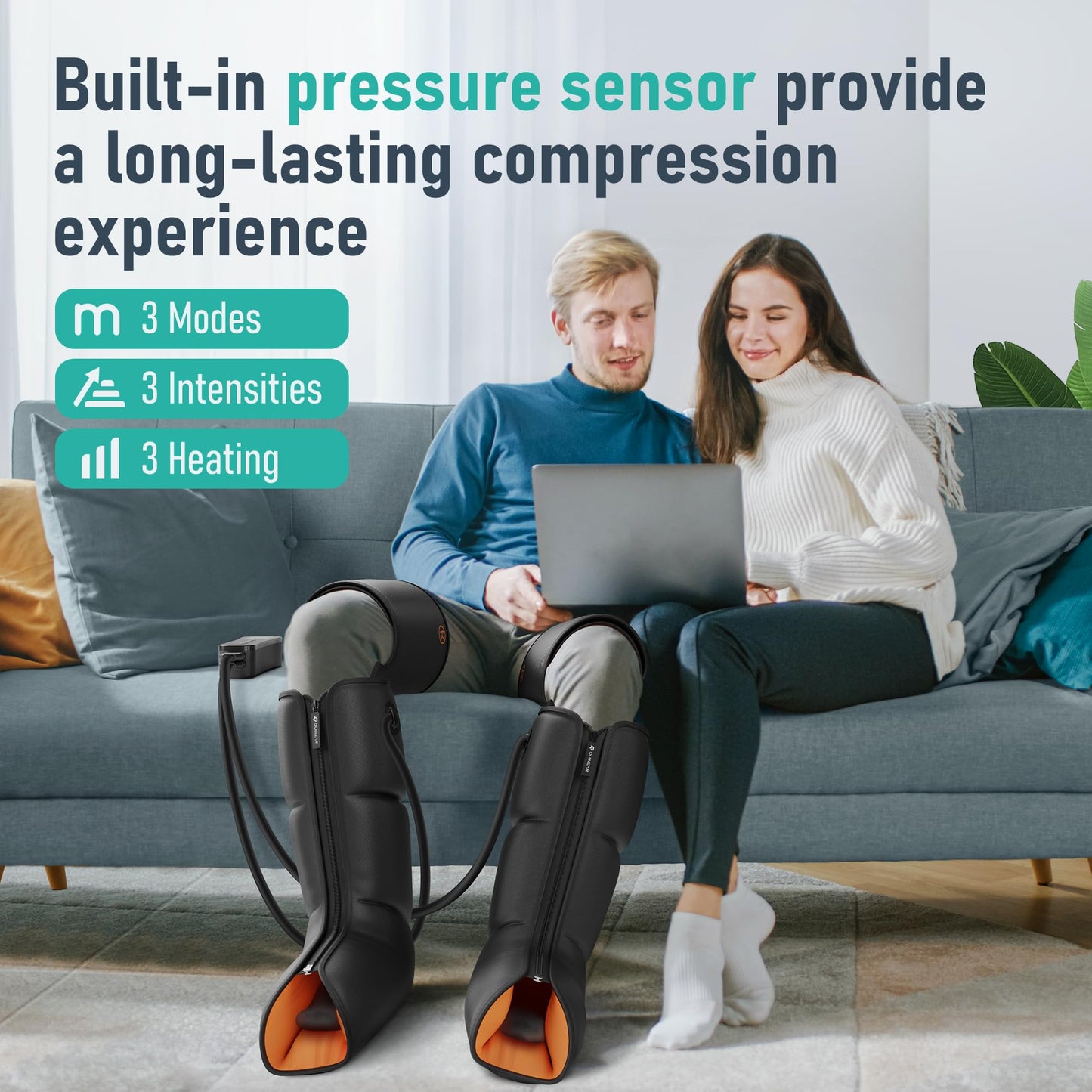 QUINEAR Leg Massager, 3-in-1 Foot Calf & Thigh Massager with Heat and Compression Therapy, Leg Massage Boots Gift for Pain Relief, FSA-HSA Eligible