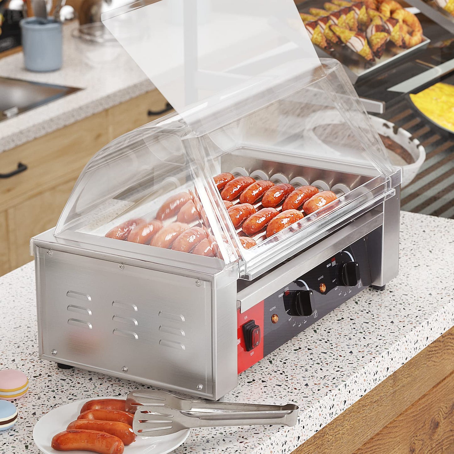 Hot Dog 7 Roller and Commercial Double Deck 16 inch Countertop Electric Pizza Oven