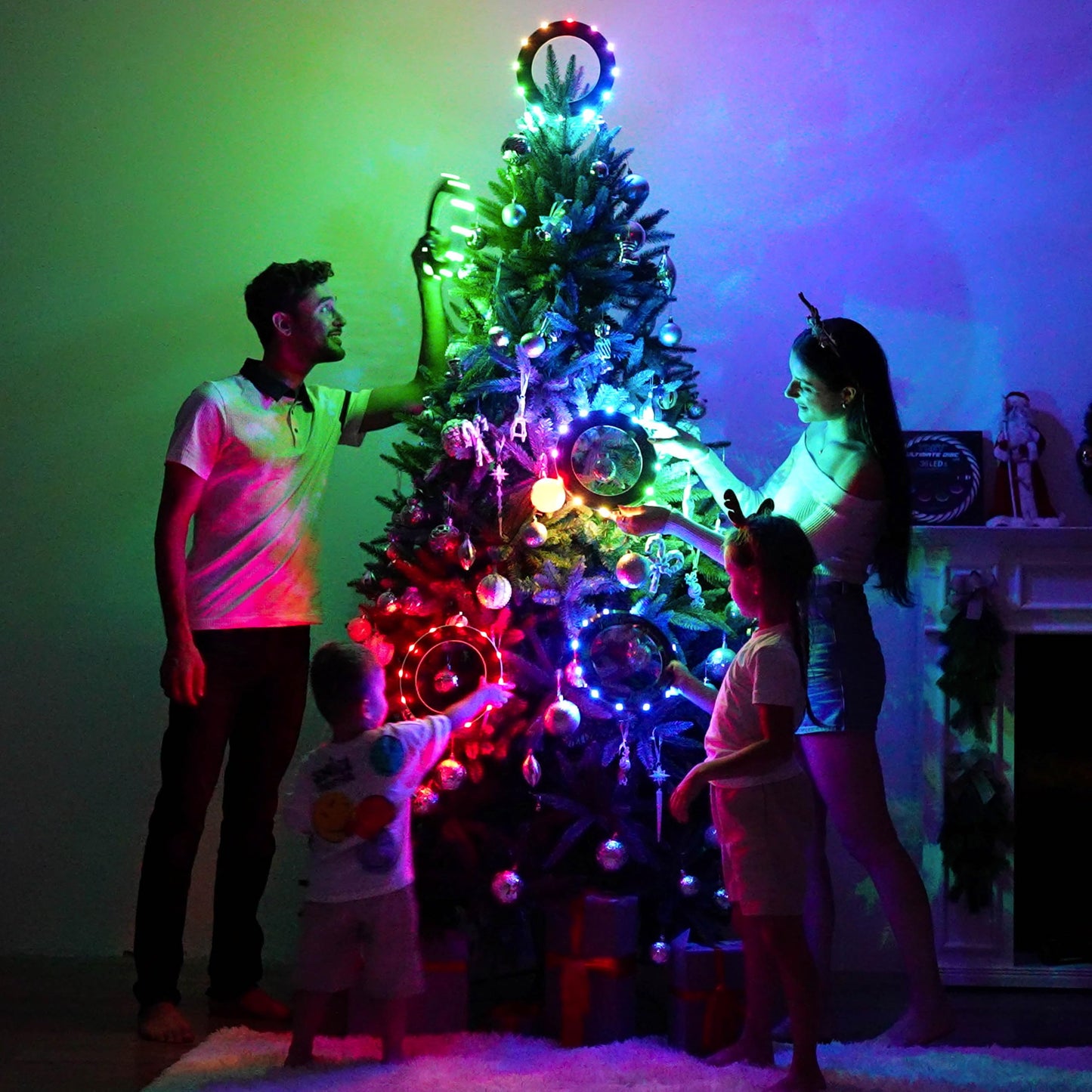 TOSY Bundle of 2 - Green + Red - Flying Ring 12 LEDs Super Bright