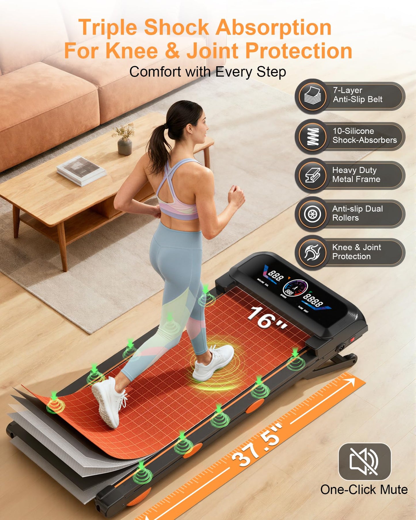 Walking Pad Treadmill with 17% Auto Incline 12-Level, 450 lbs Capacity RGB UI Screen, 3 in 1 Under Desk Treadmill with Auto Incline & Bluetooth Speaker, 3.5HP Quiet Portable Treadmills for Home, APP
